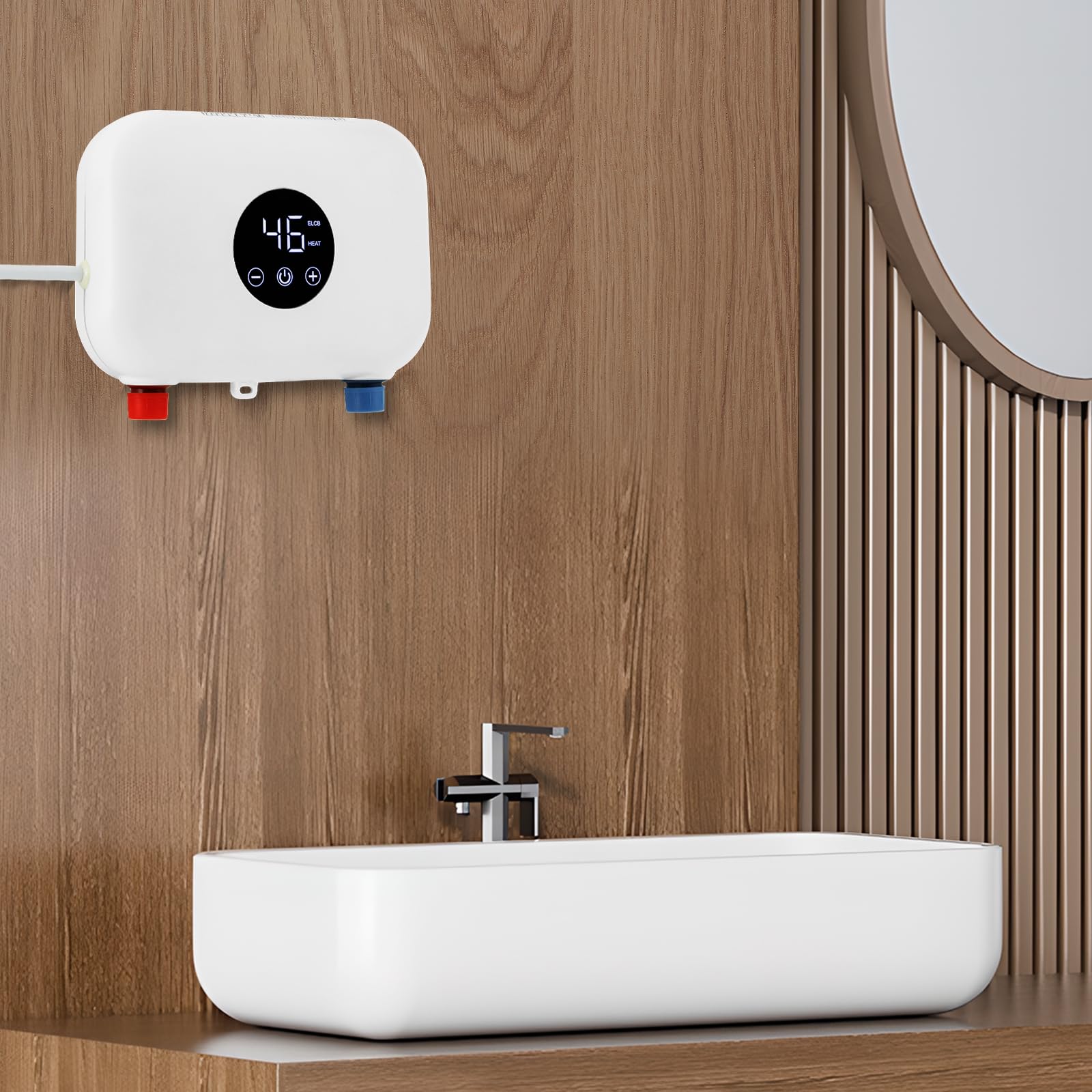 Mini calentador de agua eléctrico, 220 V, 5500 W, con indicador digital LED, calentador de agua eléctrico instantáneo, pequeño calentador de agua para cocina, cuarto de baño
