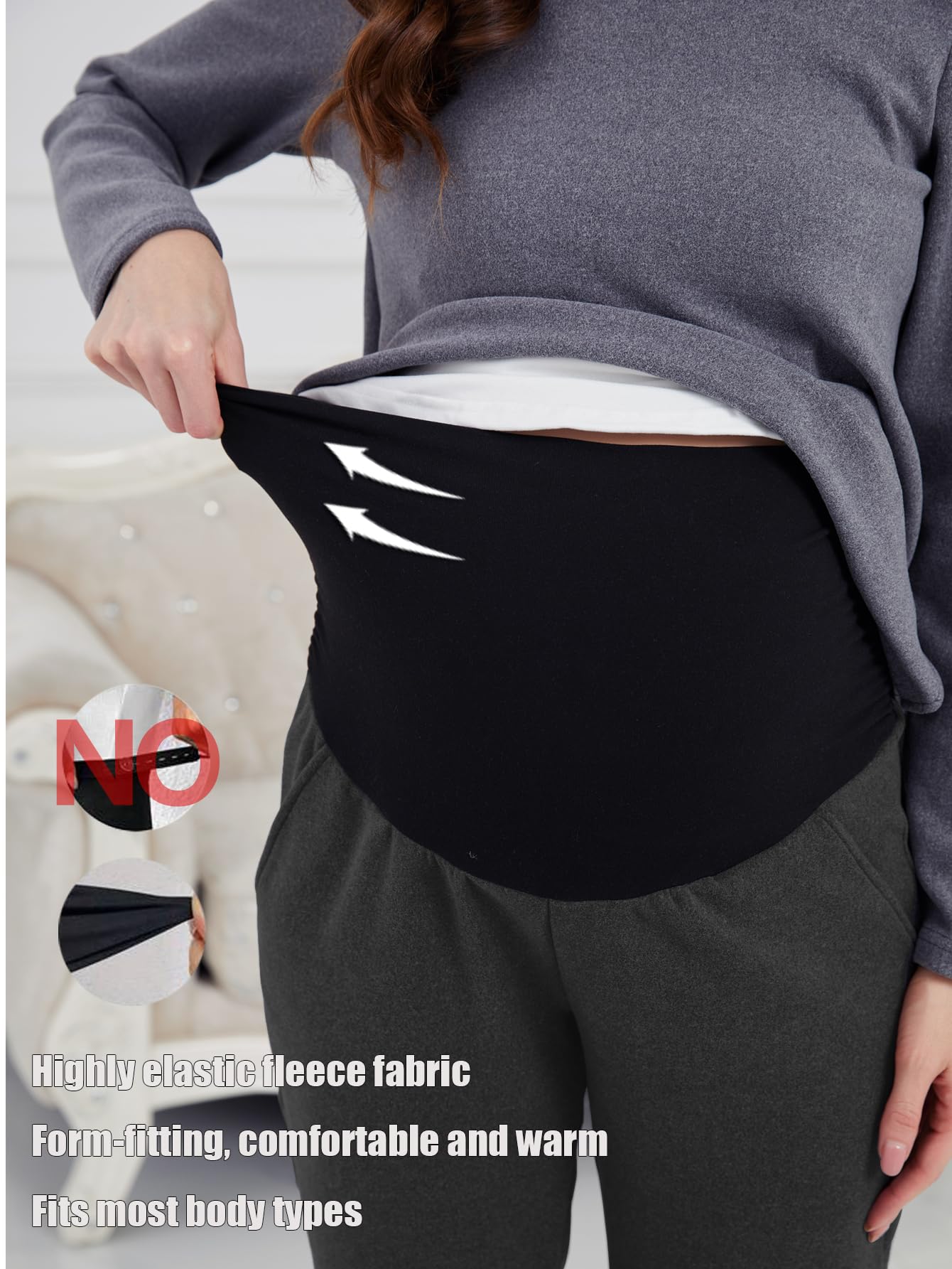 PARNIXS Leggings termici premaman con tasche e fodera in morbido pile – Pantaloni da yoga Active Mom – edizione ispessita