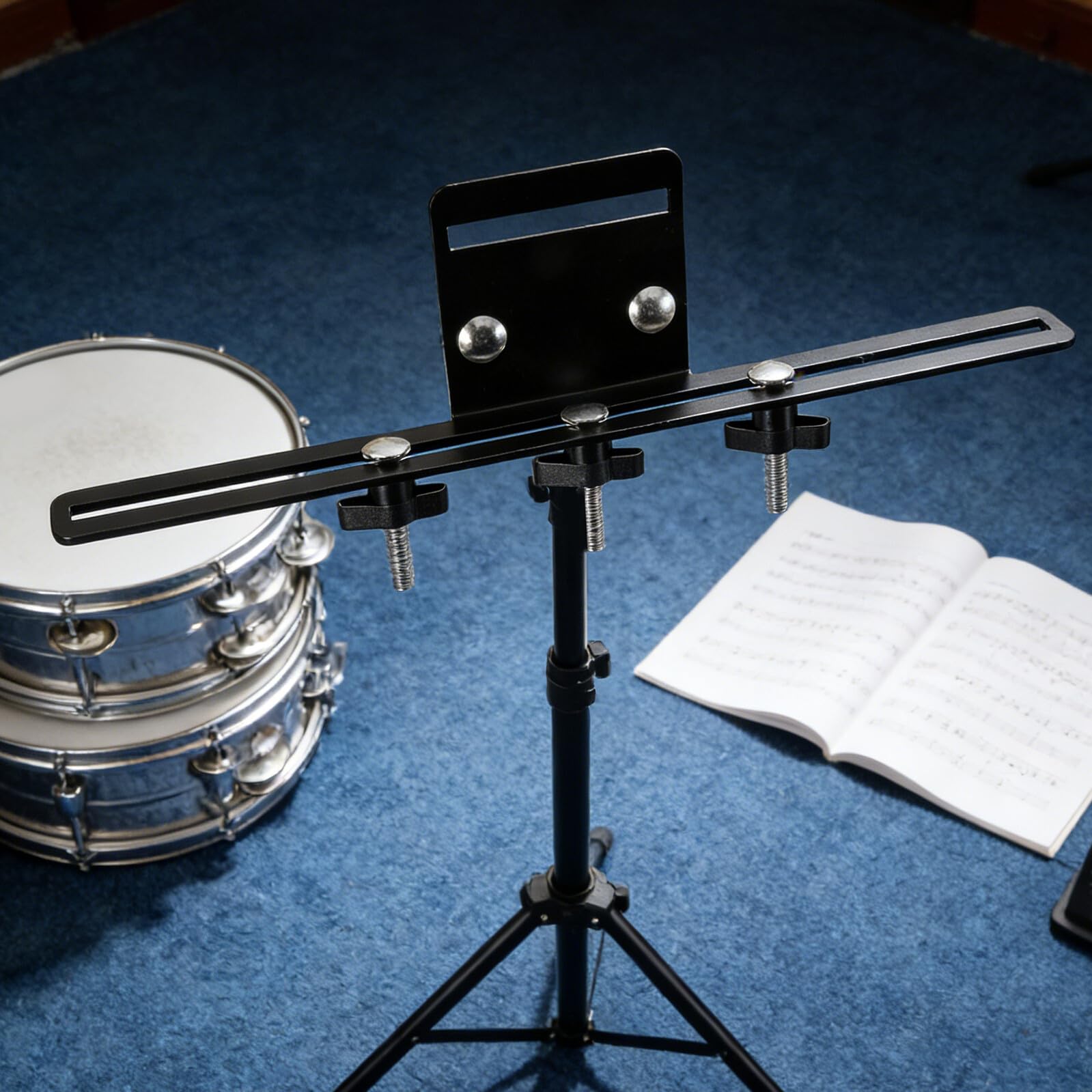 Supporto per Campanaccio per Batteria Doppio 4 Gruppi Nero | Metallo, Sgancio Rapido, per Percussioni e Drum Kit, Finitura Moderna, Uso in Studio e Live