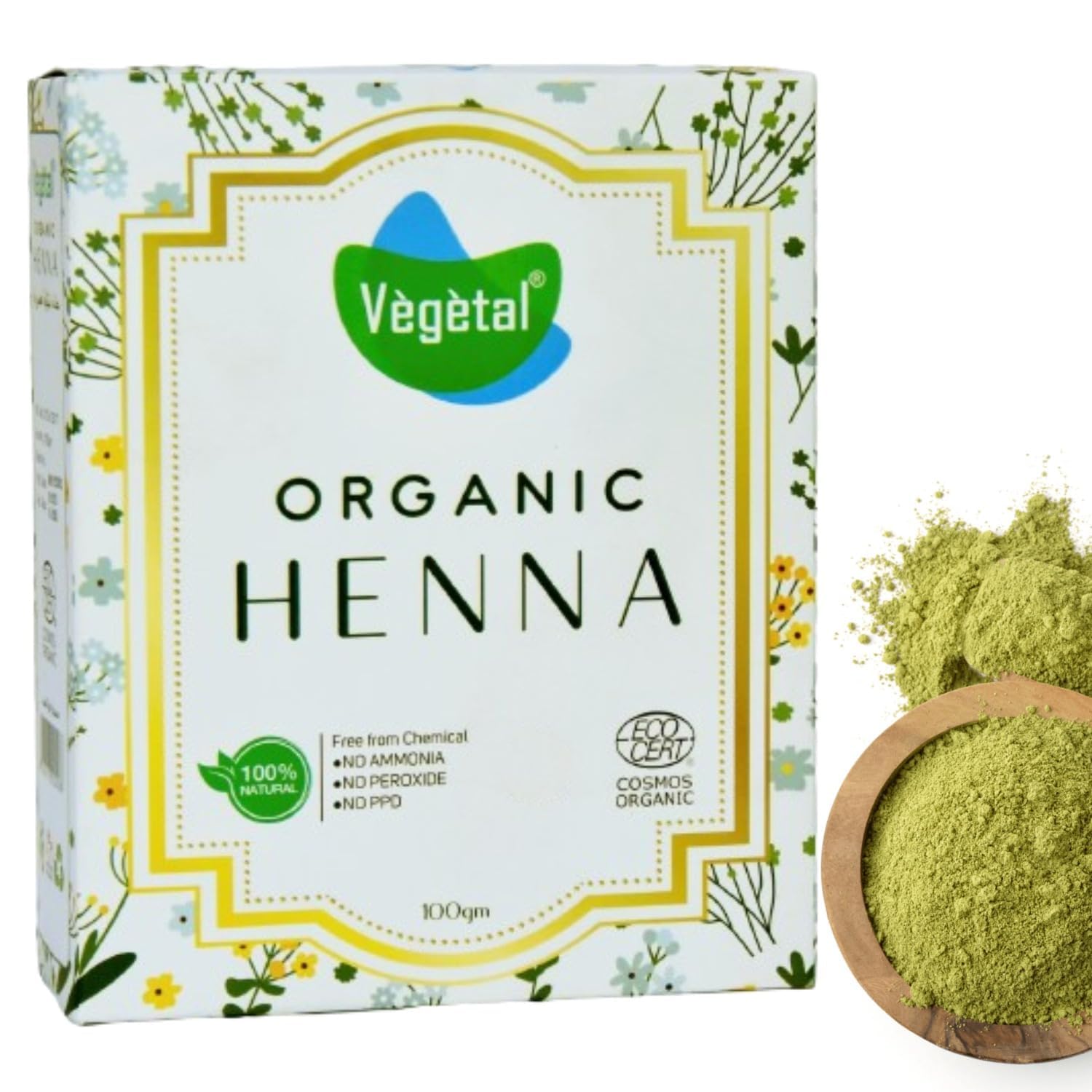 Vegetal Certified Organic Bio Mehandi Powder - 100% Pure Natural, Herbal Henna (Mehandi) 100 gm