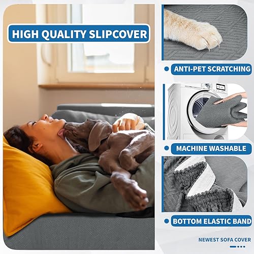 Miniatura 4 de XINEAGE - Fundas elásticas para sofá de 2 cojines, 1 pieza, fundas de jacquard de alta elasticidad para sofá biplaza, protector de muebles para sala