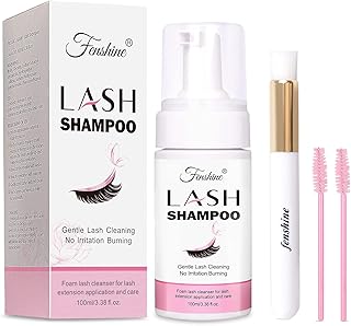 Fenshine Eyelash Extension Shampoo, Eyelash Extensions Cleanser with Brush, Lash Foam Shampoo, Non-Irritating, Eyelid Foaming Cleanser For Home Use and Salon (3.38 fl.oz)
