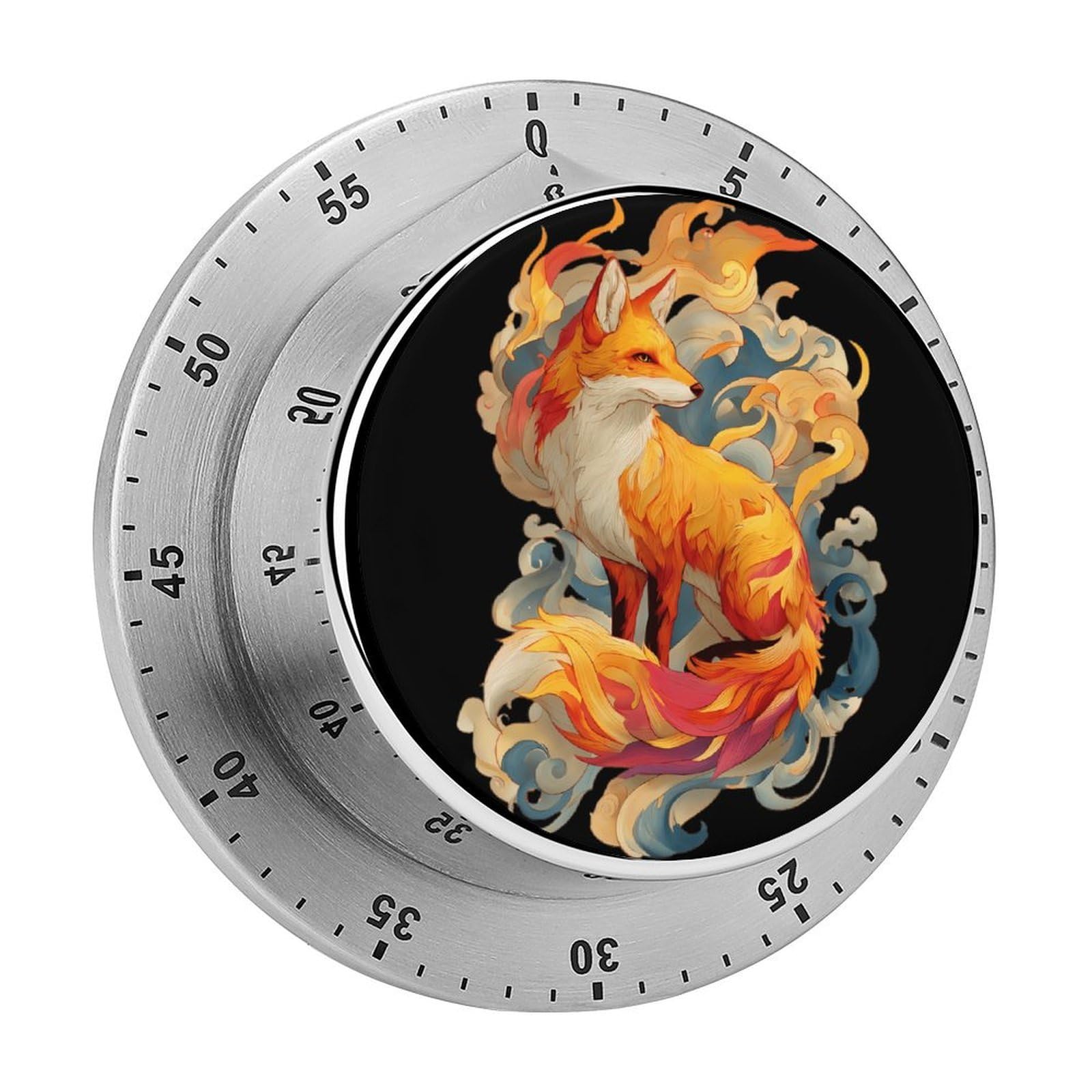 Vintage Fox with Flames Mechanical Timer with Alarm for Kitchen Cooking Productivity Stainless Steel Timers