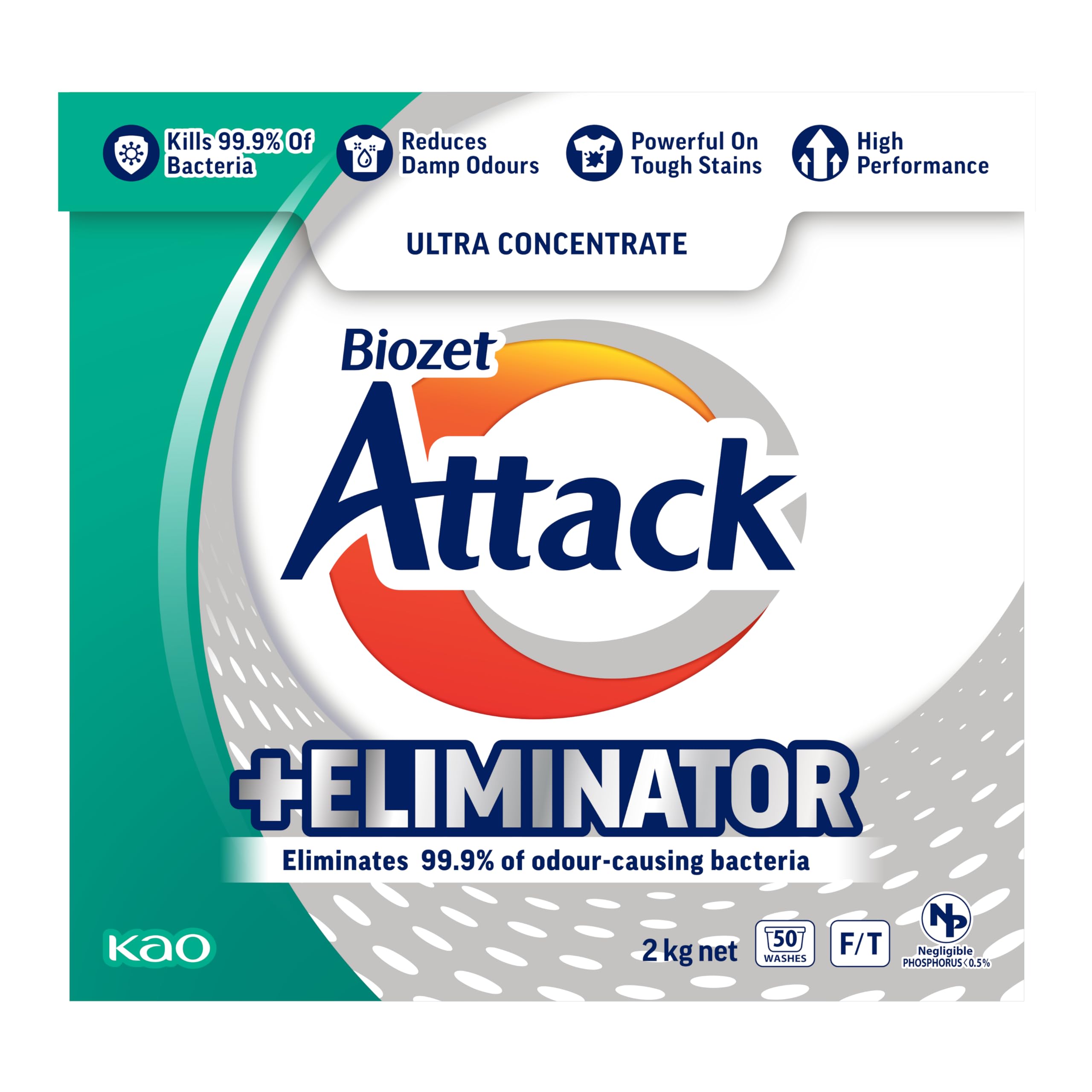 Biozet Attack Plus Eliminator Laundry Powder Detergent, 2 kilograms