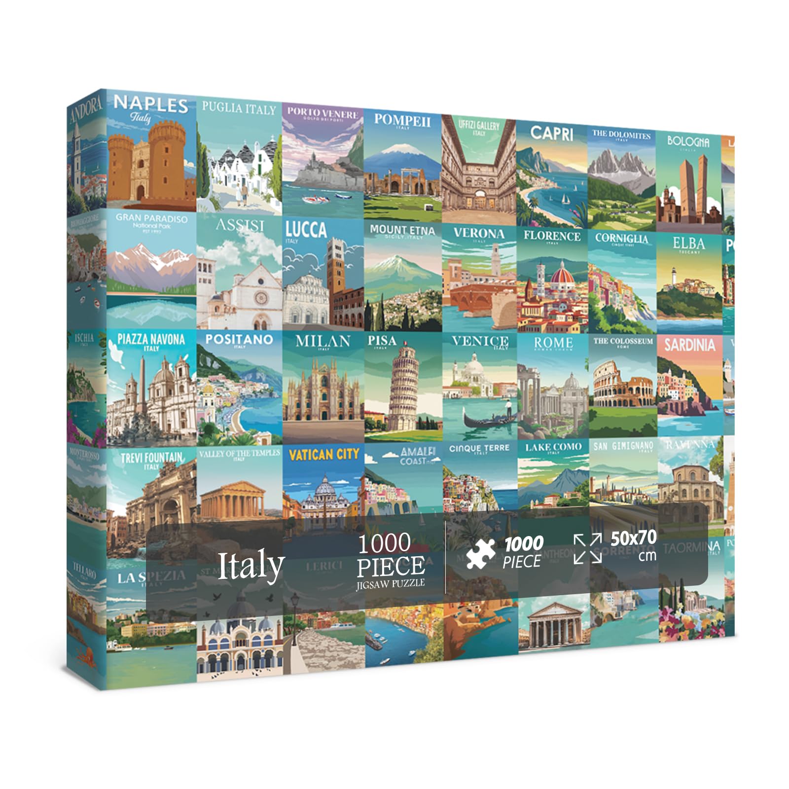 Italy Puzzle 1000 Piece for Adults Nature, Cinque Terre Rome Travel Jigsaw Puzzles City Florence, Europe Landscape Scenic Collage Challenging Puzzle for Adults