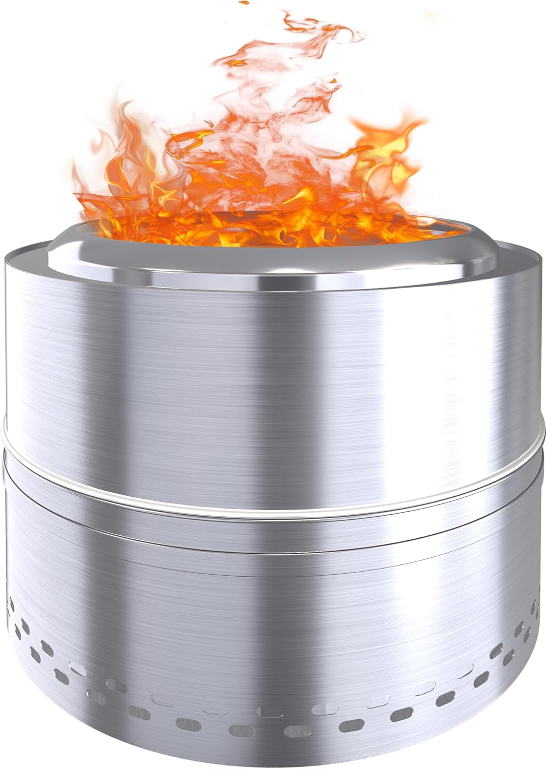 20'' Smokeless Firepit,304 Stainless Steel Outdoor fire Pit,Smokeless Fire Pits for Outside with Carry Bag for Camping Backyard, Fire Pit Wood Burning Stove Solid Silver