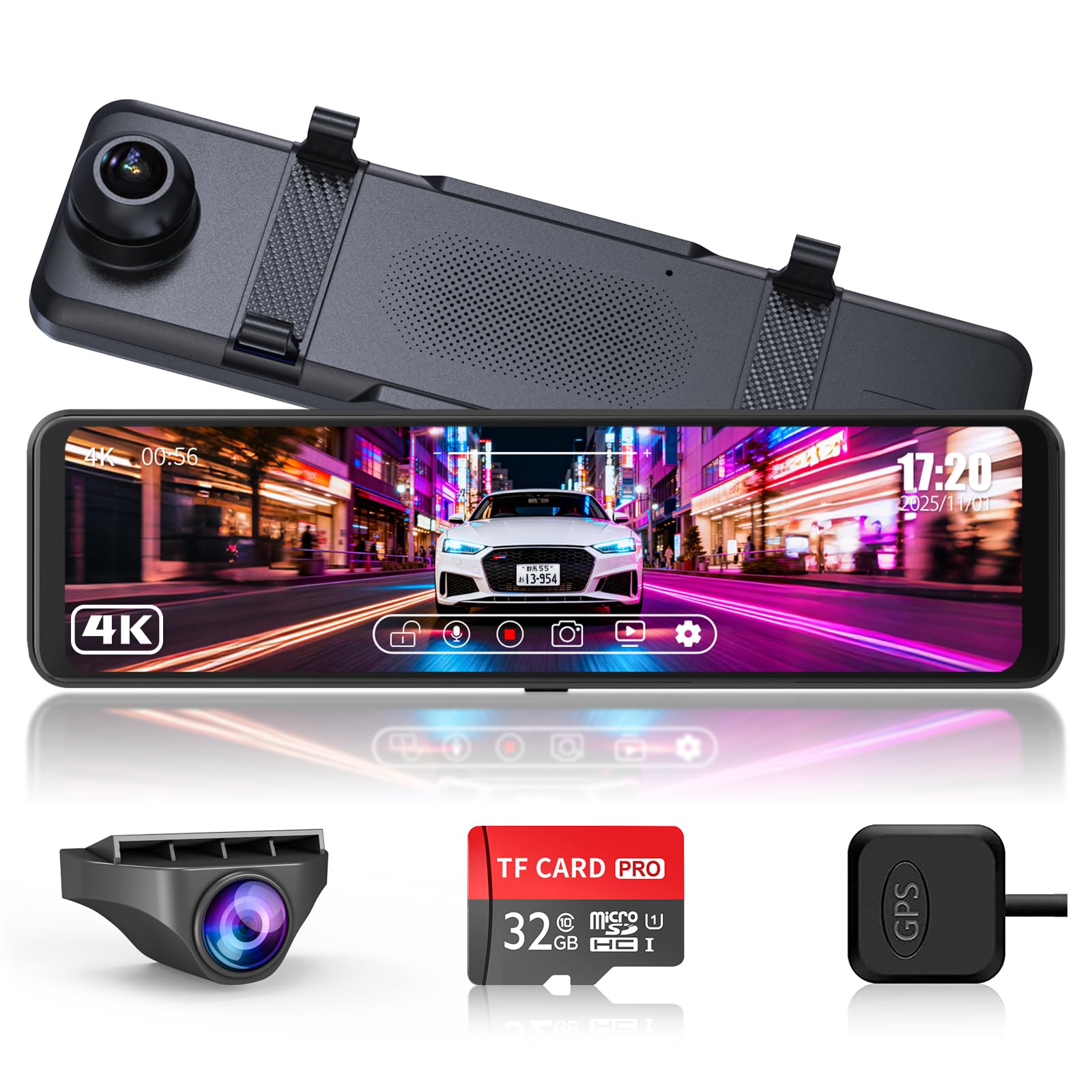 Amazon.co.jp: Changer ドライブレコーダー ミラー型 前後カメラ 4K+