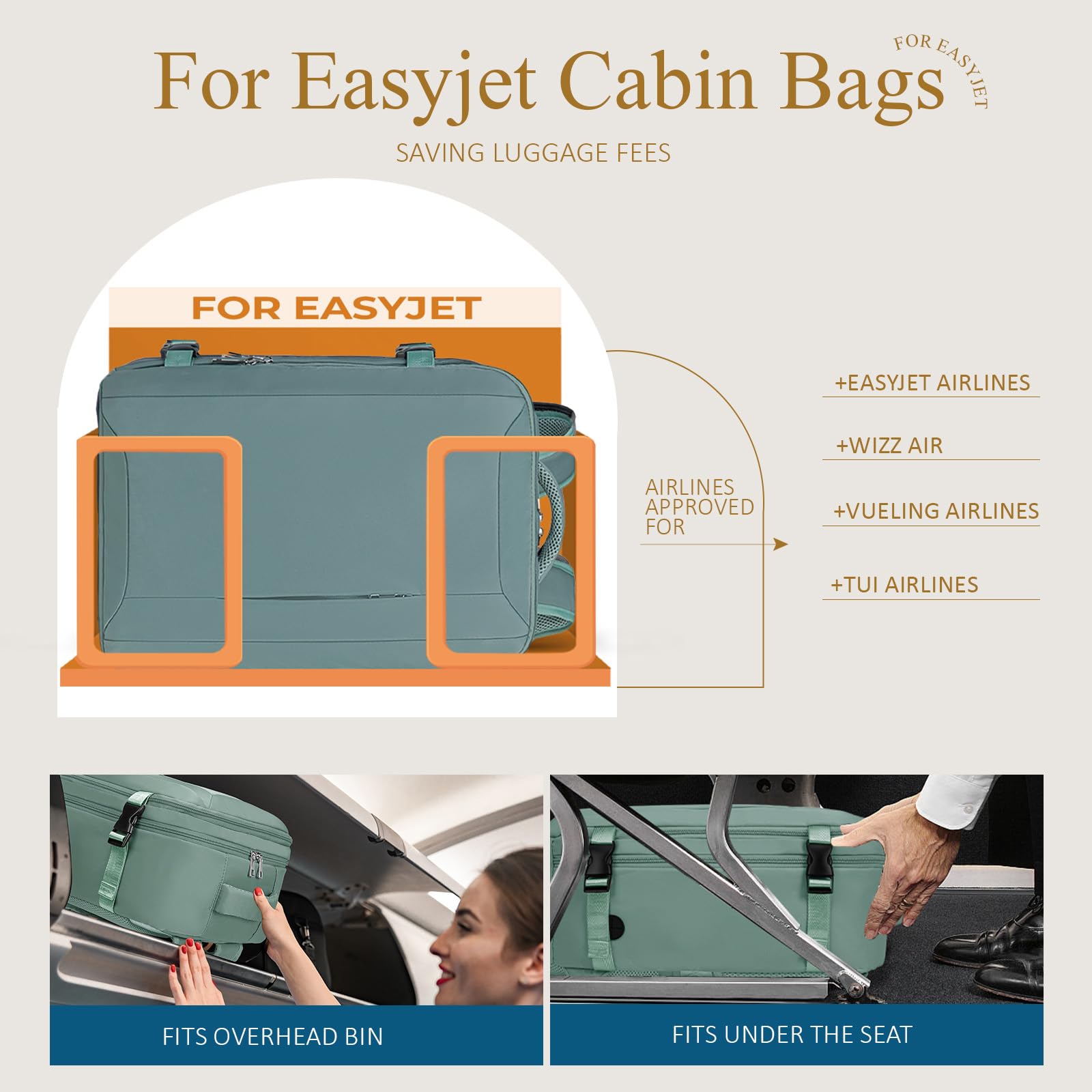 Zaino per Easyjet 45x36x20 Bagaglio a Mano Zaino da Viaggio Aereo Borsa Viaggio Zaini Cabina Cabin Bag