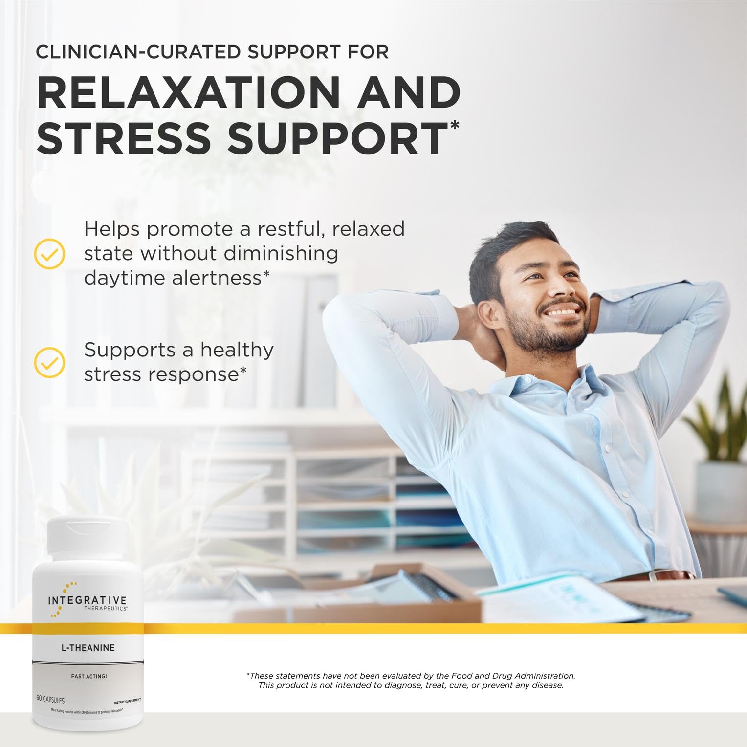 Integrative Therapeutics L-Theanine, Stress Support Supplement*, 60 Count — Amazon image 2