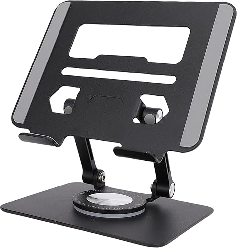 Miniatura 2 de Goshyda Soporte para tableta, soporte de escritorio de aluminio giratorio 360, soporte de escritorio ajustable y plegable, universal para tabletas