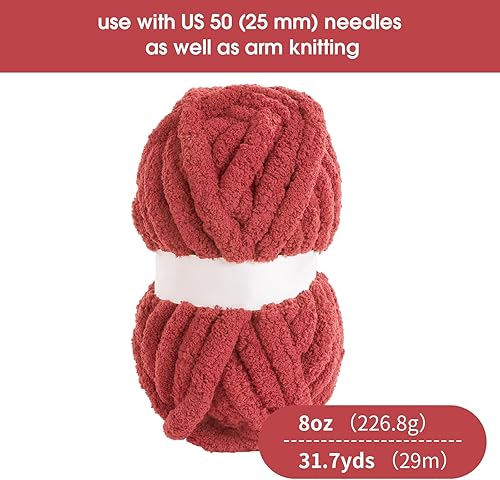 Vista 62 de HOMBYS Hilo de felpilla grueso y voluminoso para tejer a mano, hilo grueso y esponjoso para tejer a mano, hilo de felpa suave, paquete de 8