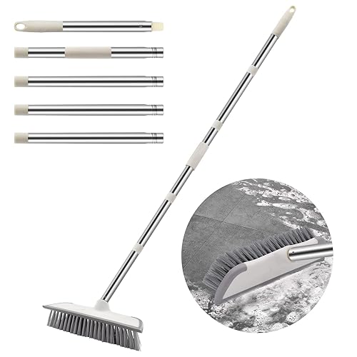 Miniatura 1 de BLUEELF Cepillo de limpieza de suelo con mango largo, cepillo de limpieza de ducha de cerdas rígidas de 62 pulgadas para cubierta, baño, bañera,
