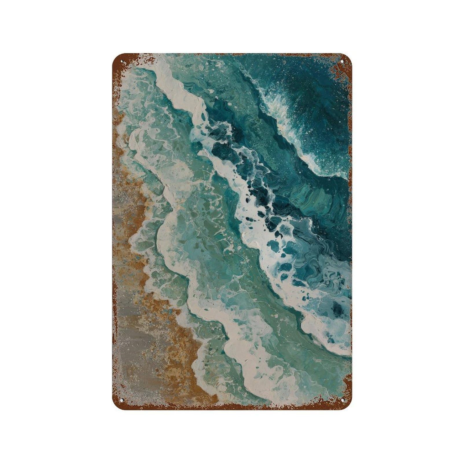xiaoxiaoshen Ocean Waves. Abstract Coastal Wall Decor Art Metal Tin Poster Modern Home Decor Art Home Bar Shop Decorations Vintage Sign 30x20cm