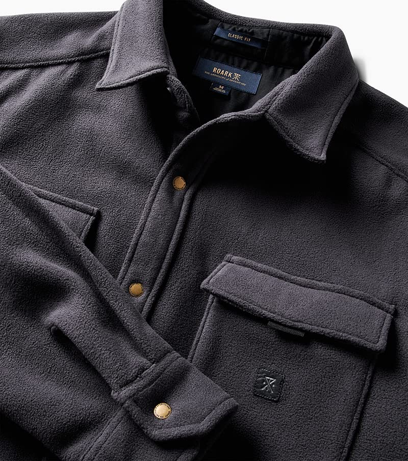 Roark Men's Diablo Polar Fleece Long Sleeve Flannel Shirt, Charcoal, S3