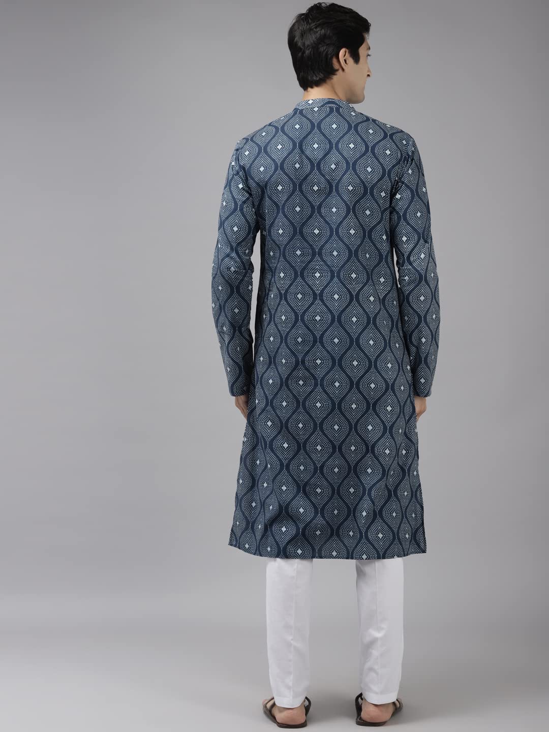 See Designs Cotton Printed Regular Mens Kurta (Sdkt1039S_Blue_S)
