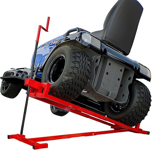 WIILAYOK Gato elevador para cortacésped con capacidad de peso de 800 libras para tractores de jardín y cortacéspedes, mango manual de conducción y