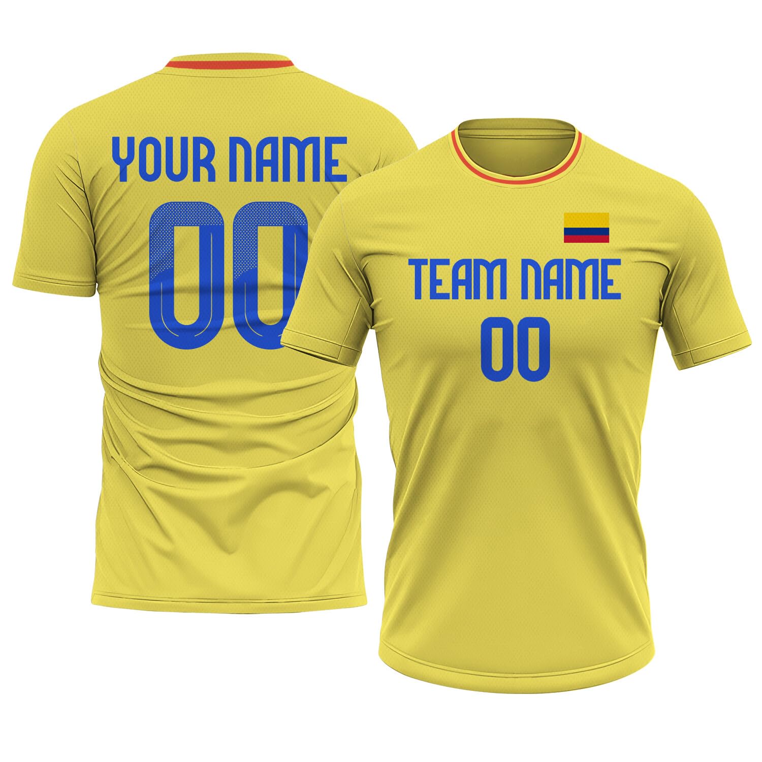 Generic Custom Colombia Soccer Jersey Men Women Youth Kids Personalized Athletic Shirts with Name Number Logo Yellow Soccer Shirt Set