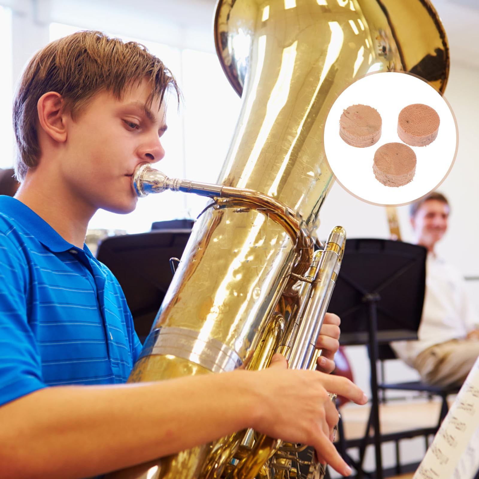 3 Stück Teiliges Korkpolster für Tuba Wasserklappe Strapazierfähige Kork matten für Tenor Bass tuba Schützende Zubehörteile für Musikinstrumente Langlebig und Stabil in Khaki