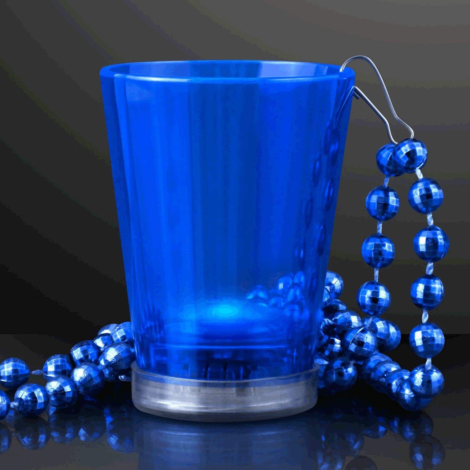 Blinkee Light Up Blue Shot Glass on Blue Beaded Necklaces