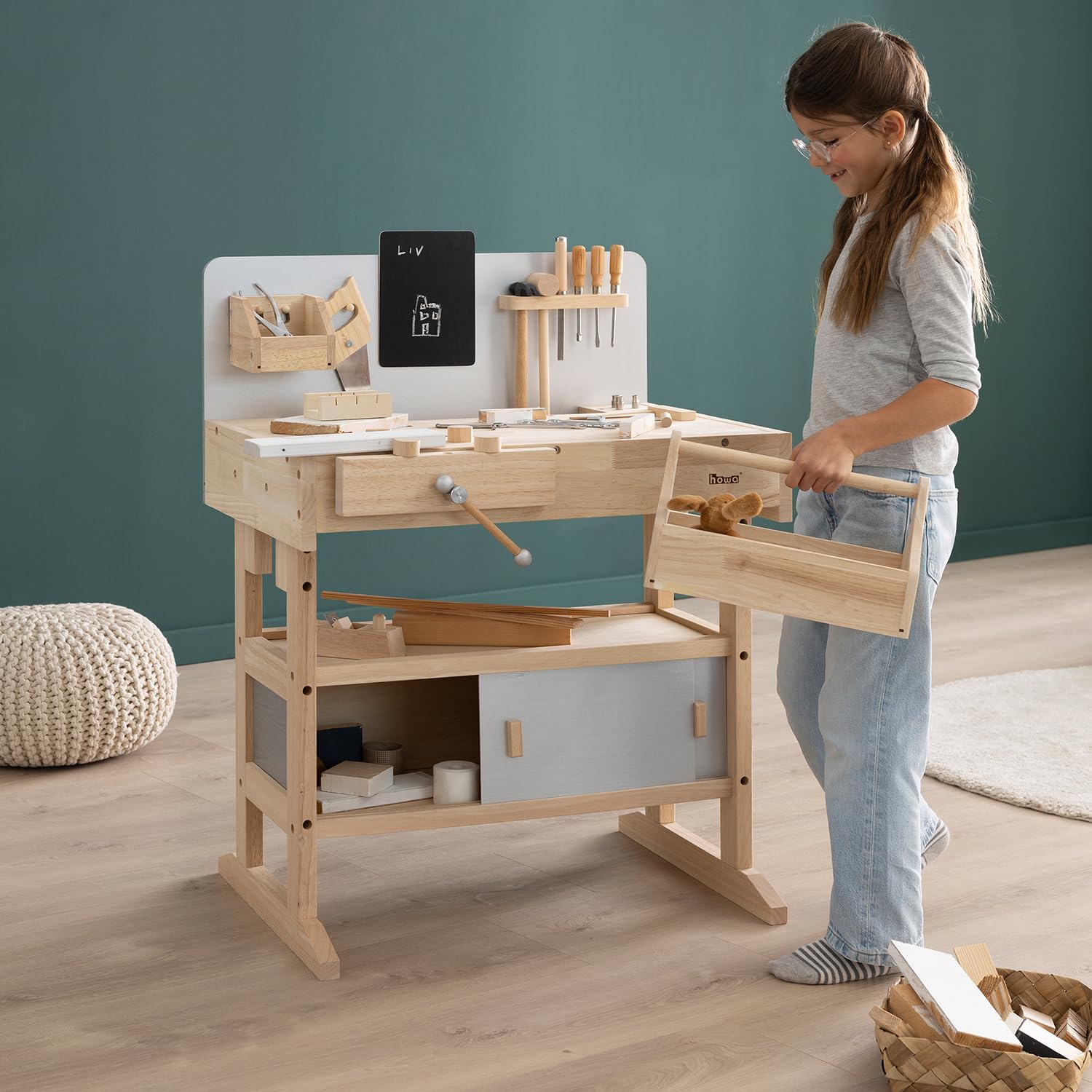 howa Établi pour Enfants Massif avec Ensemble d'outils de 32 pièces 4900