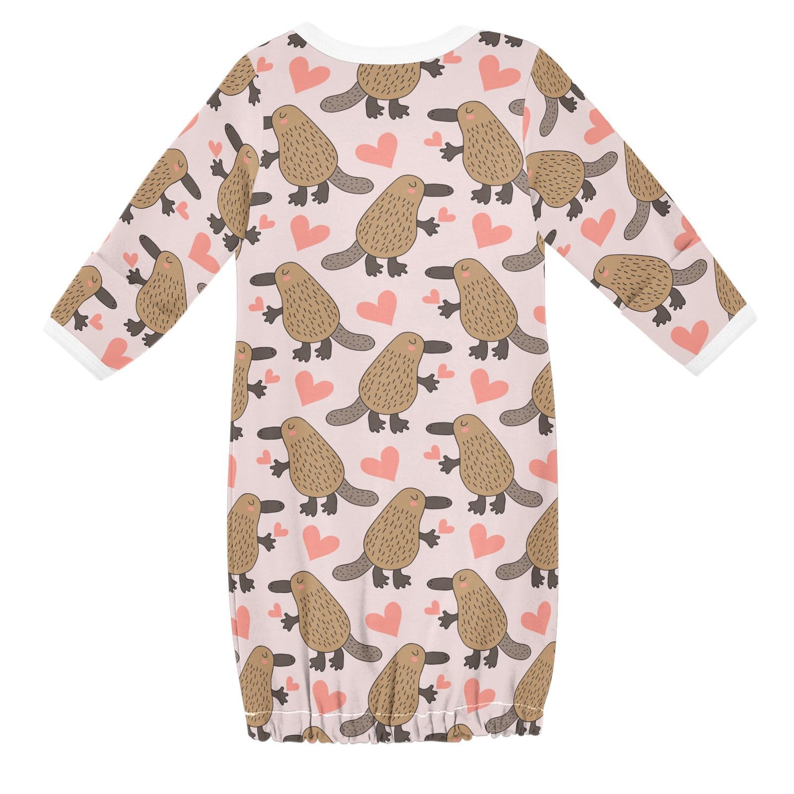 WIFIU Cute Cartoon Platypus Hearts Baby Girls Boys Sleeper Gown Cotton Nightgown Long Sleeve, Baby Nightdress Sleeping Clothes for Newborn 0-3 Months Multicolor