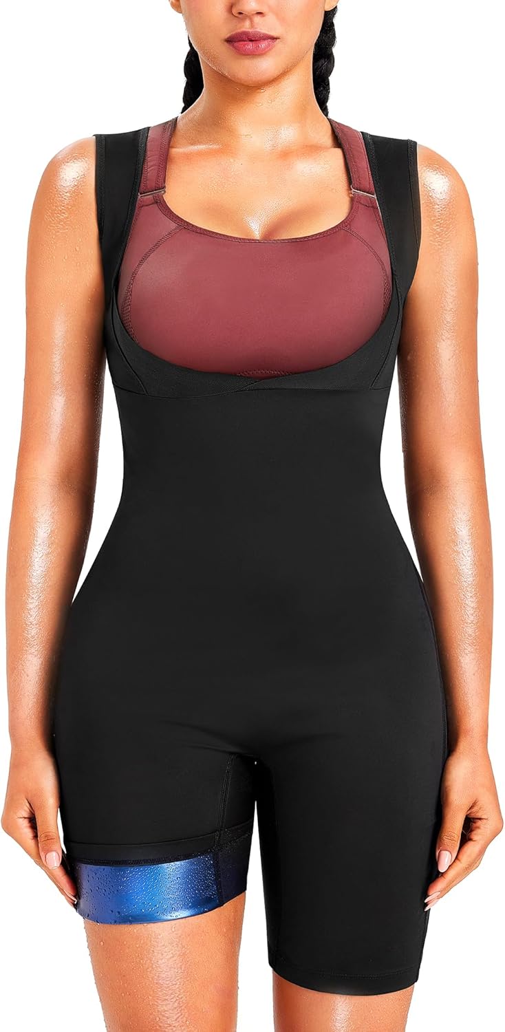 Junlan Sauna Suit for Women Full Body Sweat Jumpsuit for Working Out
