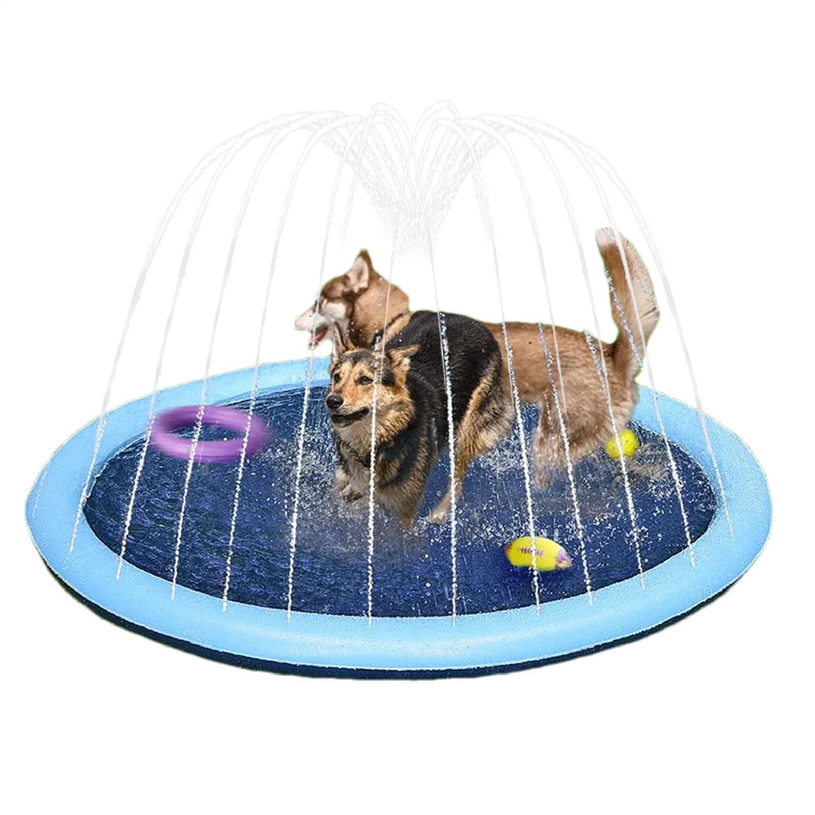 Sprinkle And Splash Water Play Mat - Kids Dog Sprinkler Splash Pad - Dog Pool Paddling Pool For Pets - Foldable Thickened Dogs Sprinkler Play Mat For Summer Beach Garden Backyard Sprinklers Water Toy