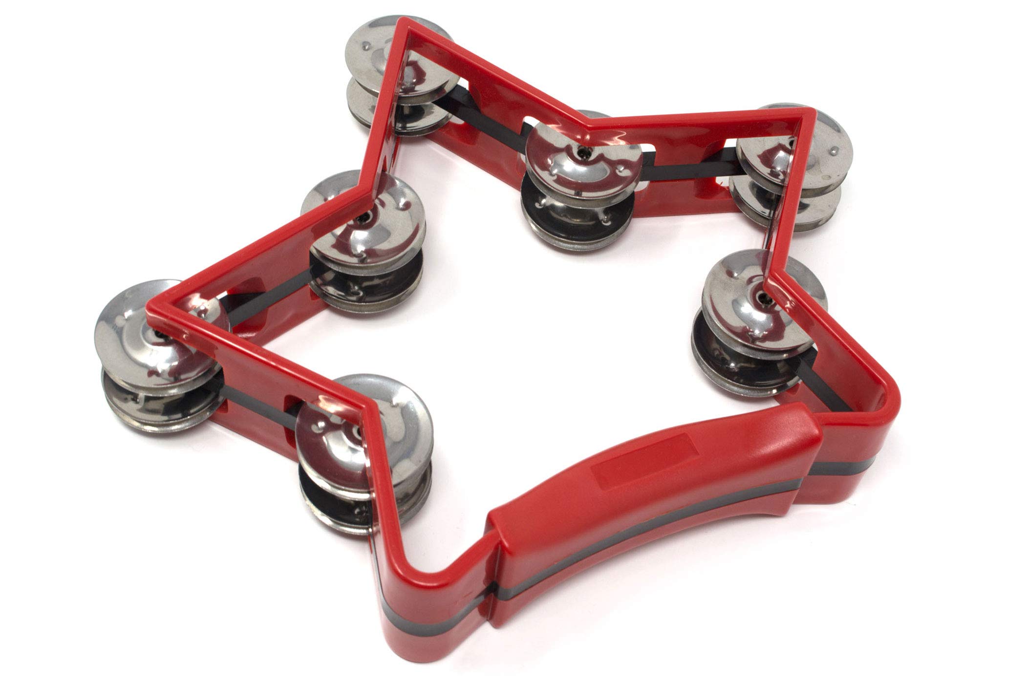 Tone Deaf Music MT3 Star Tambourine (Red). Hand Percussion Shaker Musical Instrument