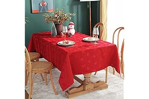 Red Christmas Tablecloth Rectangle: Premium Jacquard Fabric with Exquisite Christmas Tree Patterns...
