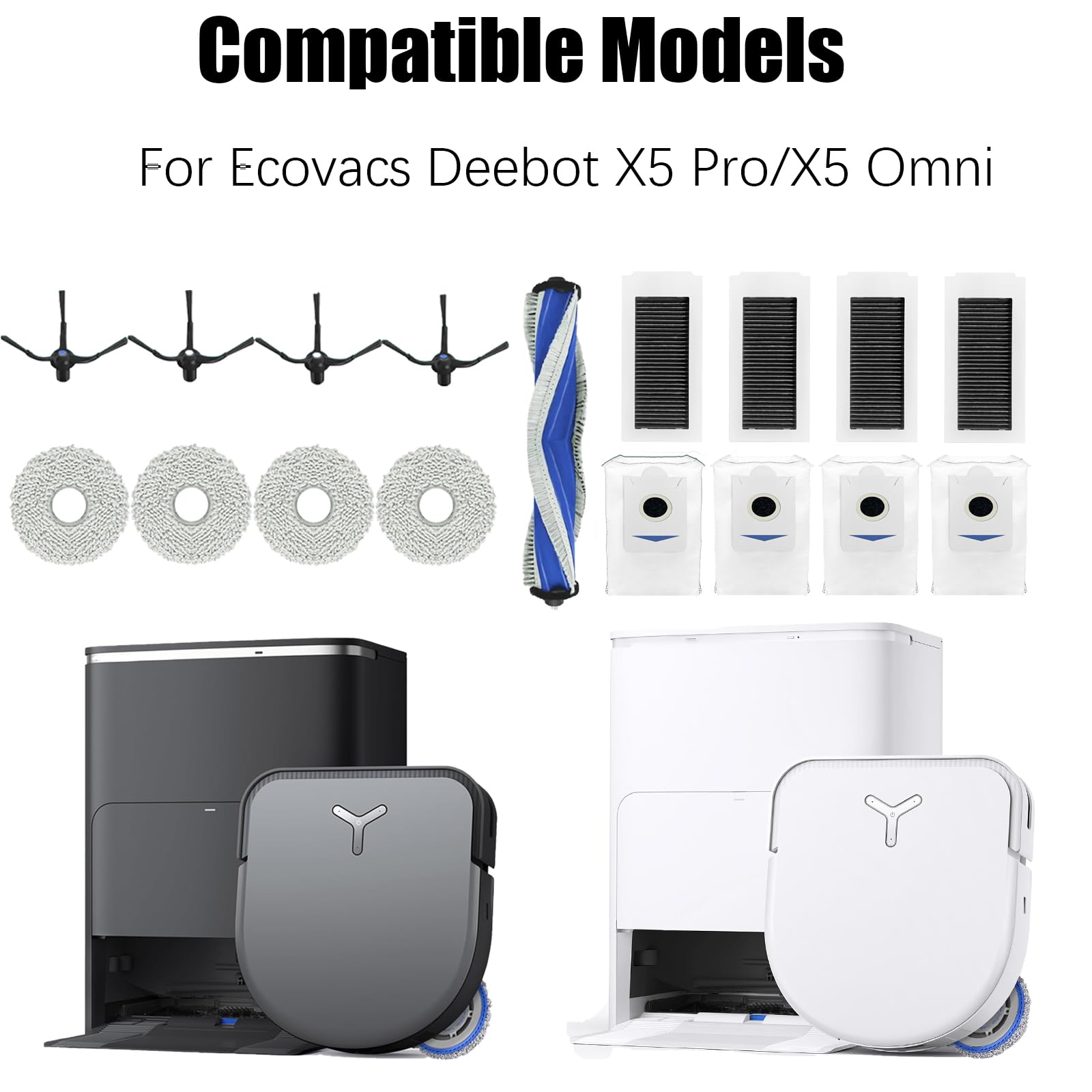 21-Pack Replacement Parts Kit For ECOVACS DEEBOT X5 Omni / X5 Pro Omni Robot Vacuum