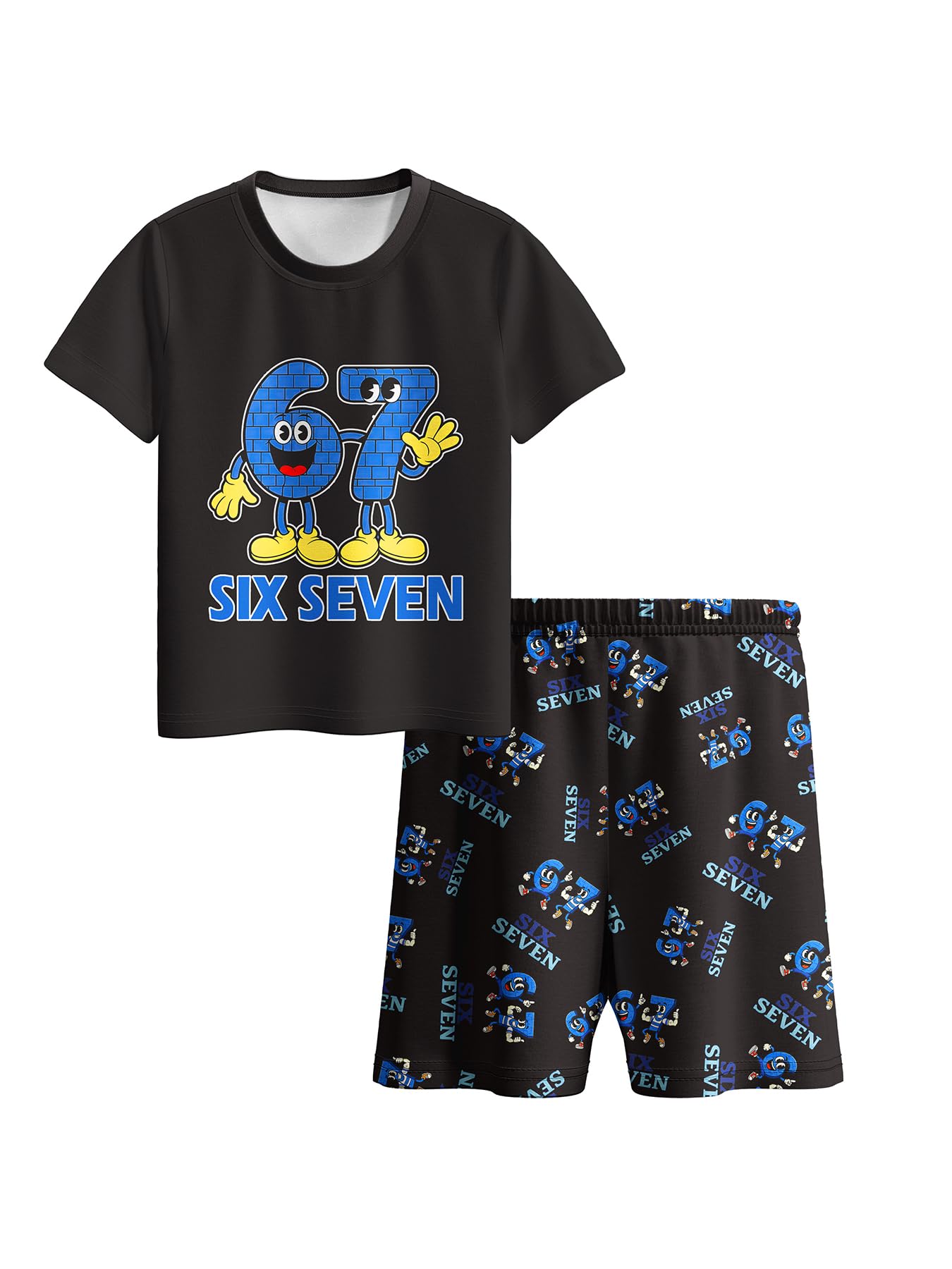 Pigiama 67 Meme per ragazzi e ragazze, motivo: Six Seven Number 6 7 Christmas a maniche lunghe, top e pantaloni, 2 pezzi, per bambini