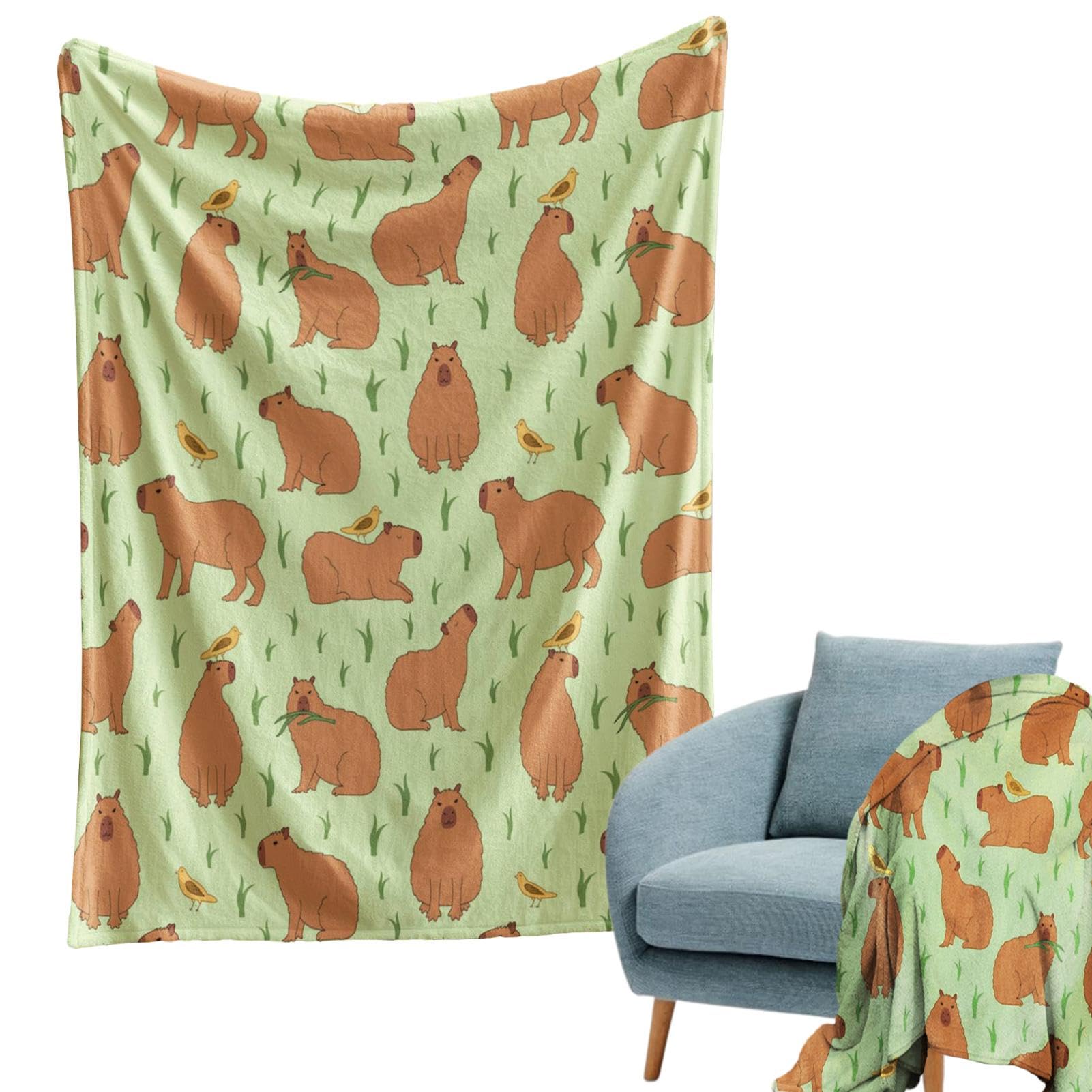 Capybara Flauschdecke - Weiche Überwurfdecke Mit Süßem Tier-Muster