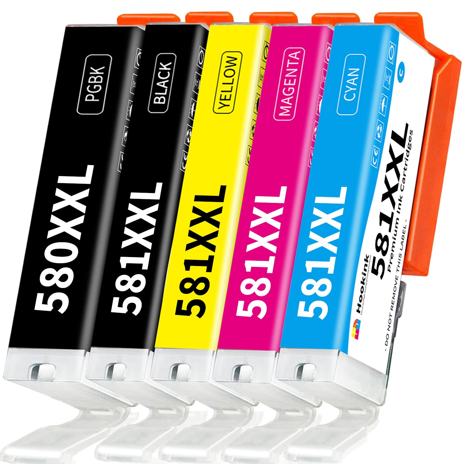 Hookink PGI-580 CLI-581 XXL Cartucce Compatibili per Canon 580 581 PGI-580XXL CLI-581XXL per Pixma TS6150 TS6250 TS6350 TS8150 TS8250 TS9550 TS705 TR7550 TR8550 (PGBK Nero Ciano Magenta Giallo)