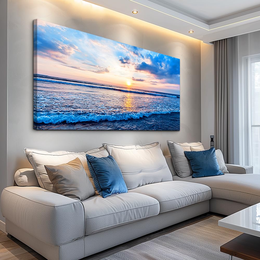 Canvas Wall Art for living room blue beach ocean sea waves landscape Wall Decor Ready to Hang Home Decorations bedroom kitchen bathroom inspirational Canvas prints posters painting wall mural Artwork