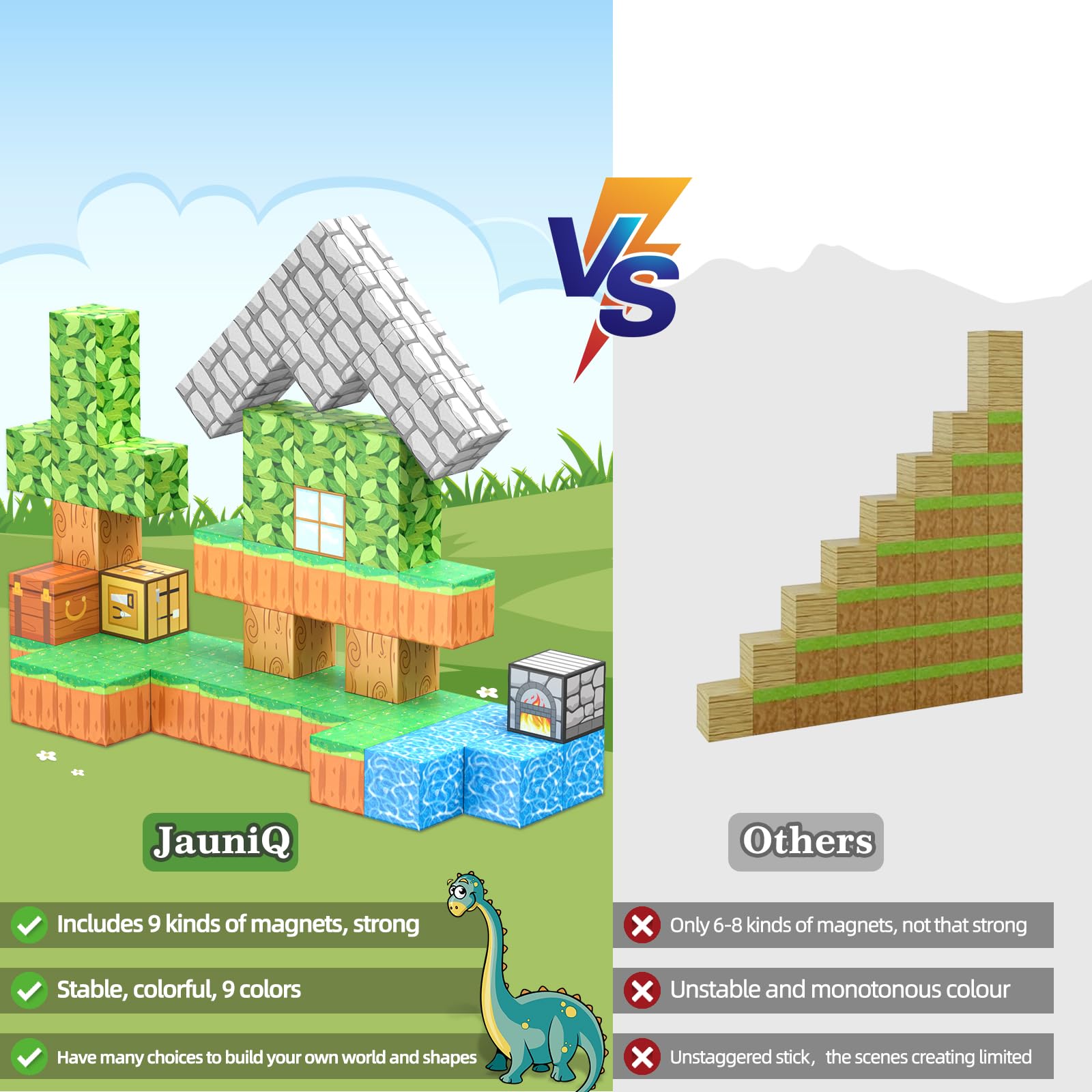 Costruzioni Magnetiche Blocchi 100 Pezzi, tessere magnetiche Giocattoli da costruzione STEM Giocattoli da costruzione per bambini e bambine di 3 4 5 6 7 8 anni, giocattoli creativi per bambini