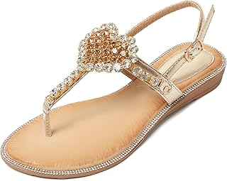 Women Sandals Rhinestone Dressy Casual Summer flat flip flops Comfortable Sandals