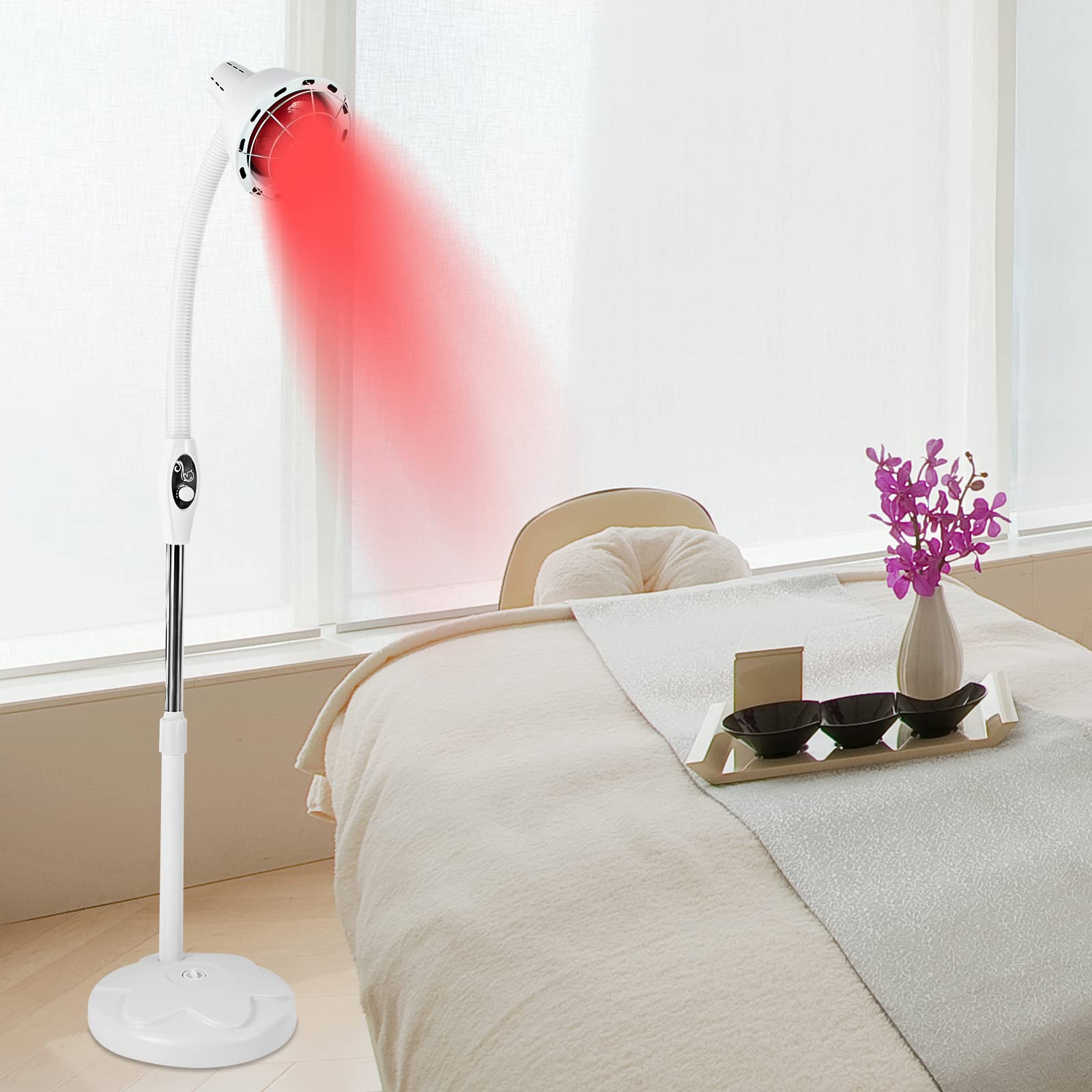 Lampe infrarouge 275 W - Avec roues - Rayonnement infrarouge pour soulager les muscles, la circulation sanguine, le sommeil