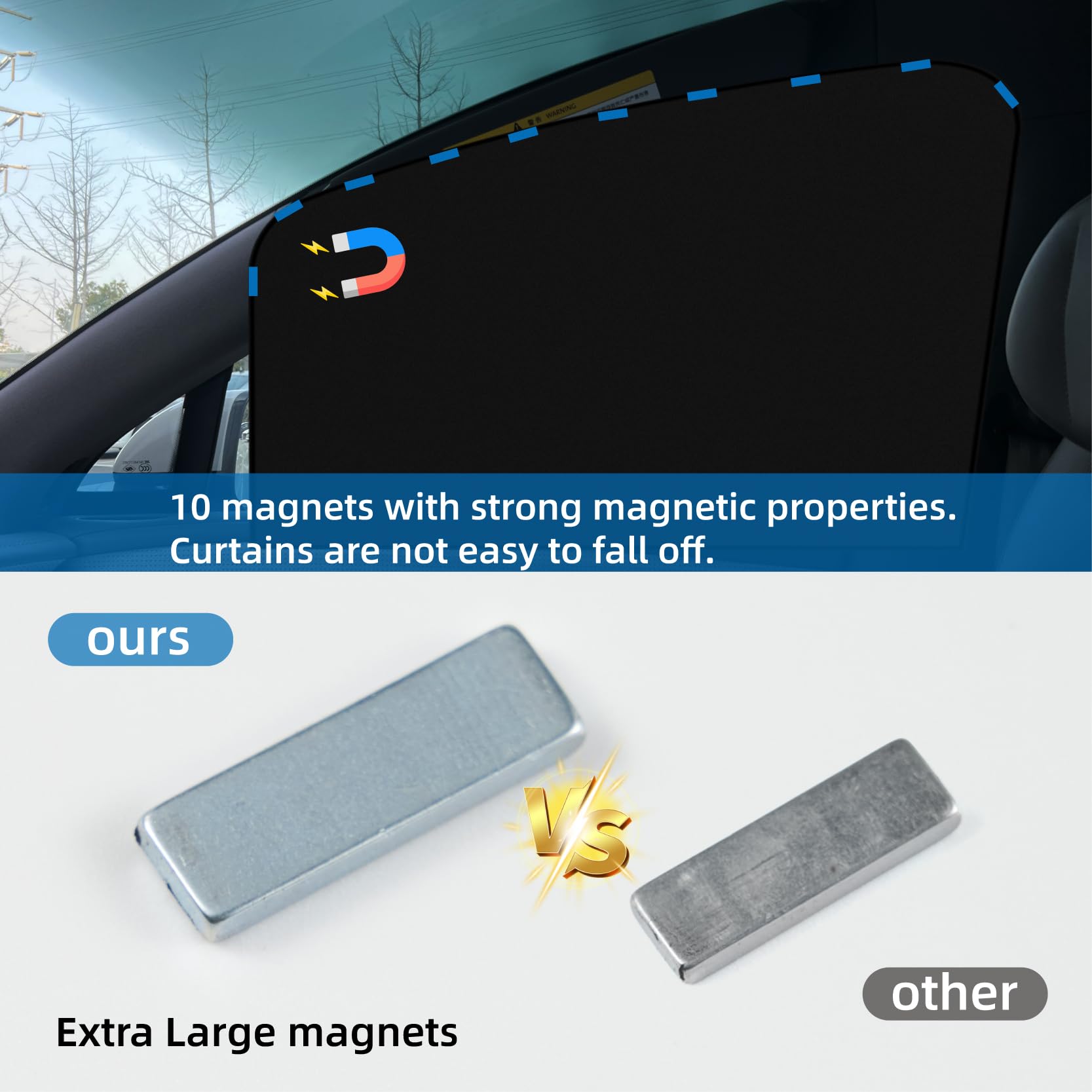 VANPET Lot de 5 Rideaux de Voiture en Tissu bloquant la lumière à 99% pour sièges arrière et fenêtres latérales - pour berline, SUV - pour Voyage, Camping - Lot de 5 Rideaux de Voiture Extra Larges