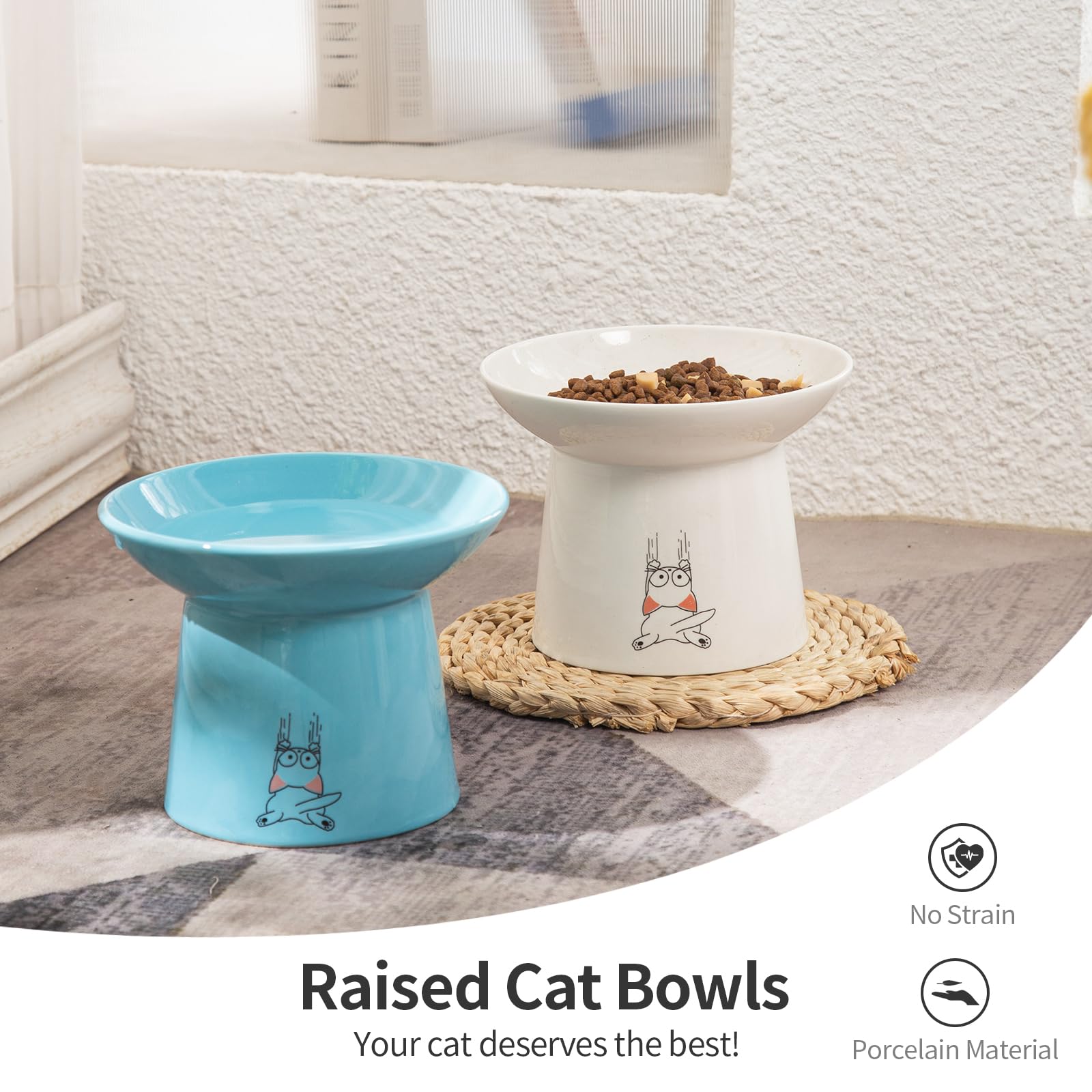 Ceramic Bowls Shallow Cat Dish Ceramic Cat Bowls For Indoor Cats