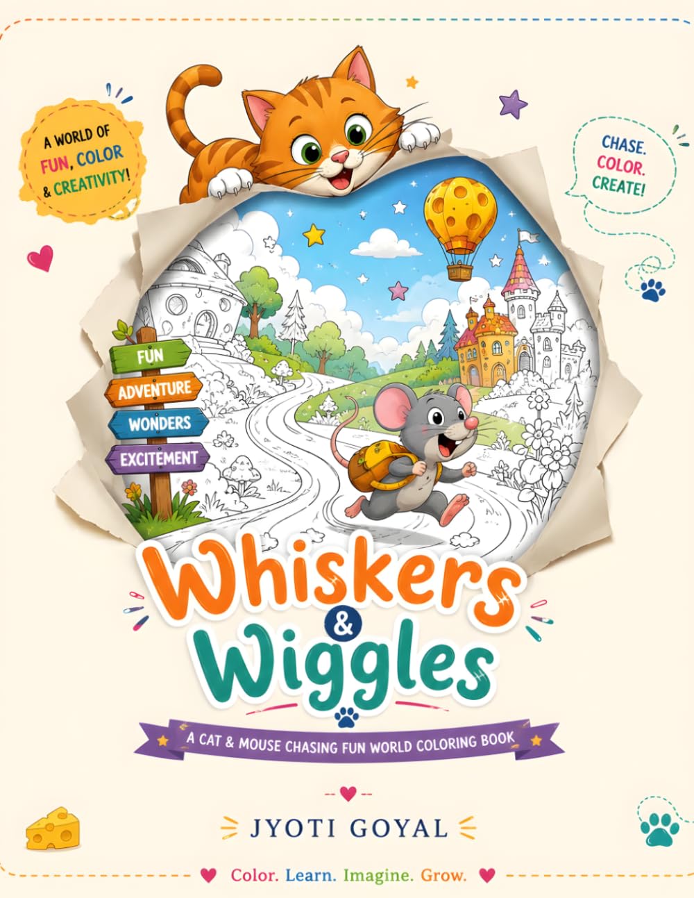 Whiskers & Wiggles Coloring Book for Kids Ages 4-10: Funny Cat and Mouse Chase Adventures, Silly Mischief & Creative Fun | Cute and Easy Coloring Book Filled with Excitement, Laughter & Imagination