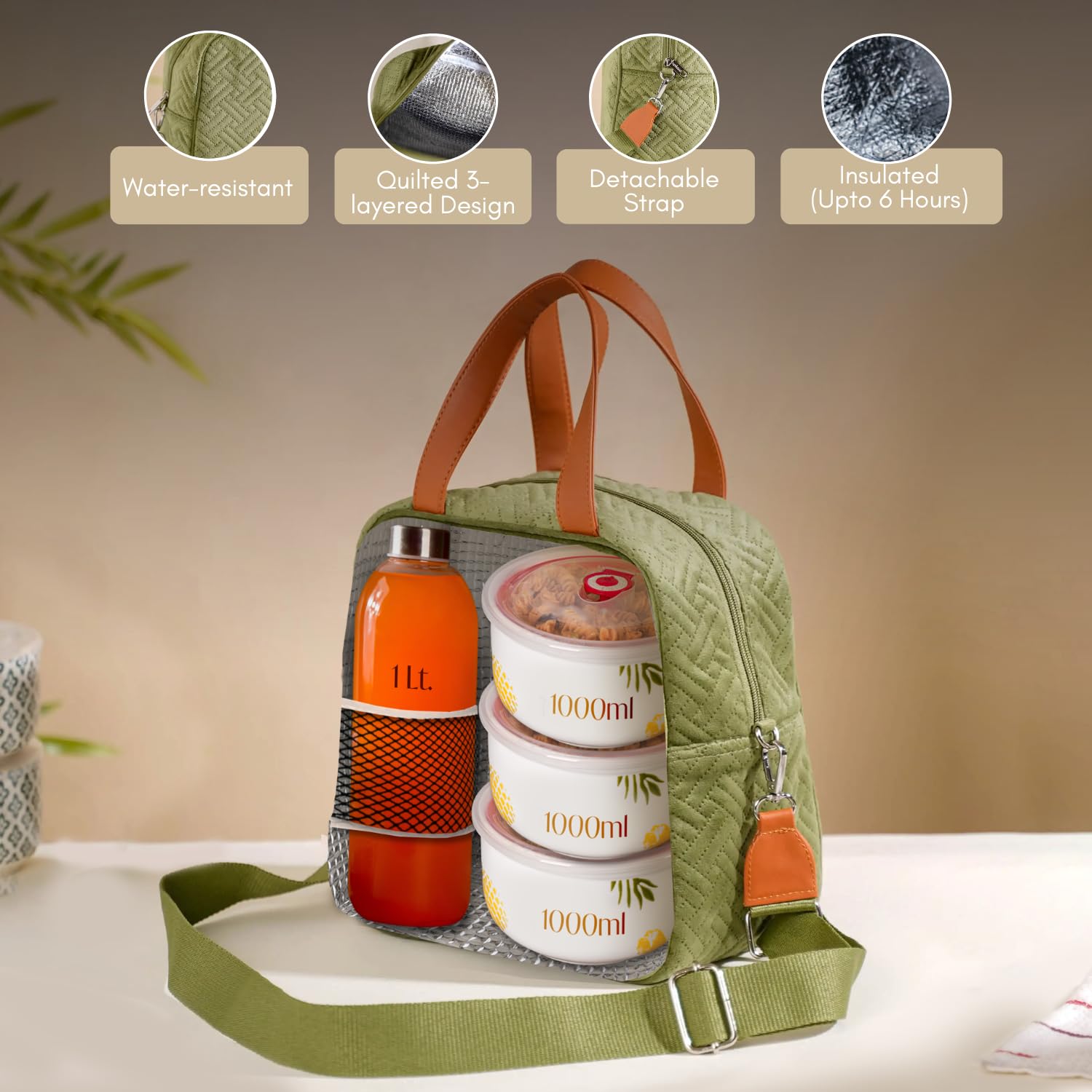 Nestasia Velvet Lunch Bag - Keeps Food Fresh! -5