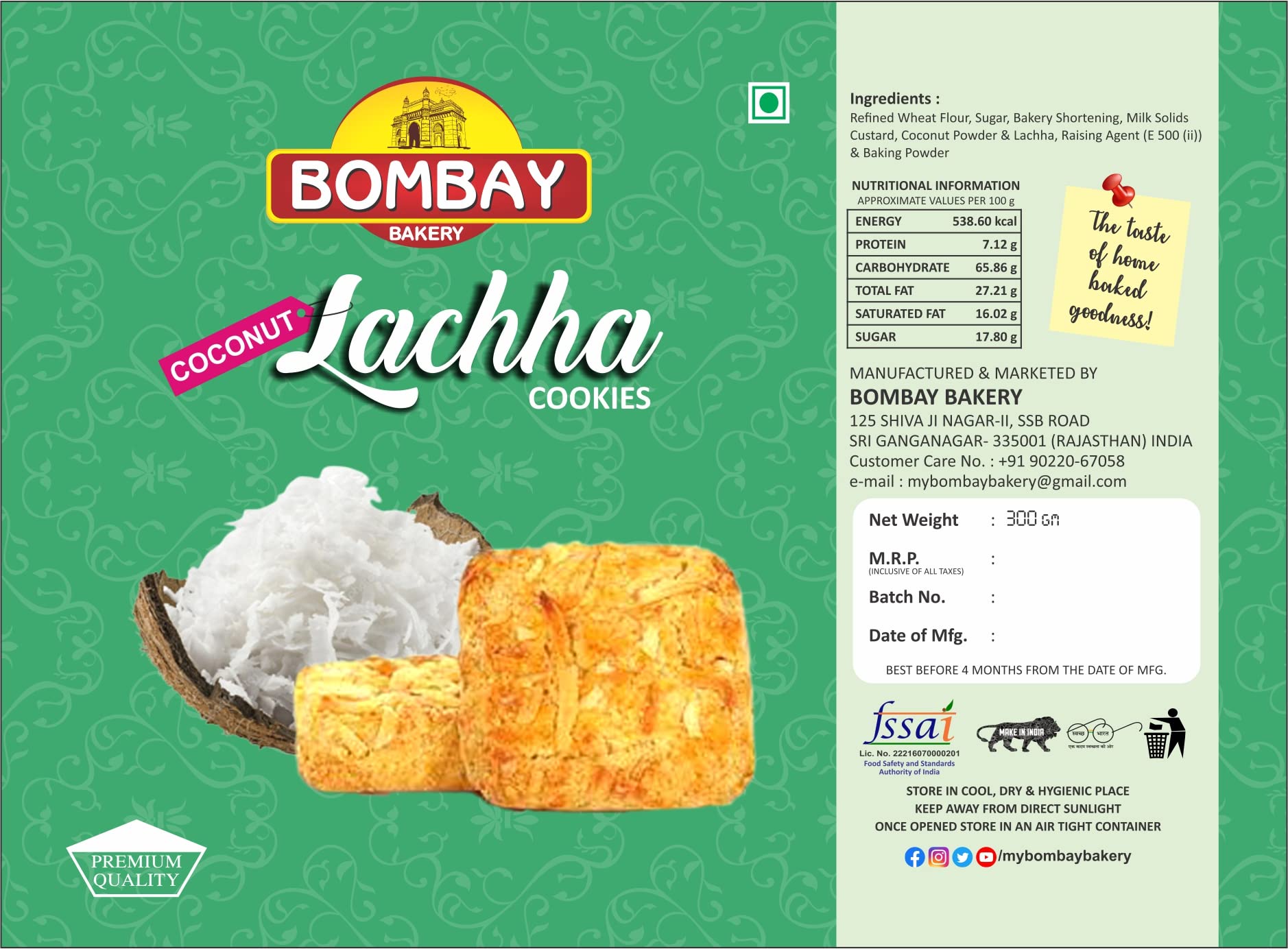 BOMBAY BAKERY COCONUT LACHHA COOKIES (B0C6TNWNQJ) Amazon Price History, Amazon Price Tracker