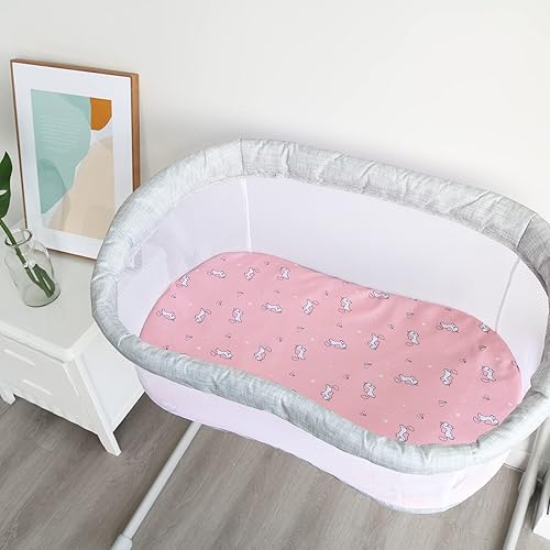 Miniatura 4 de Juego de 4 sábanas para moisés para bebé, ajuste universal para rectangular, ovalado, almohadilla de cuna de reloj de arena, sábanas elásticas para