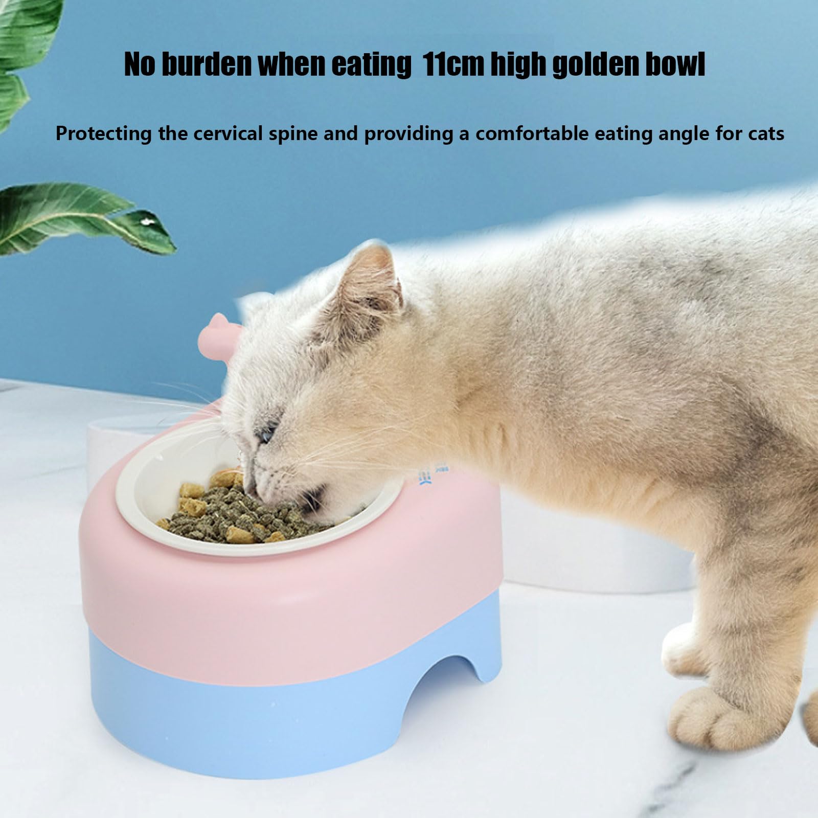 Comedero de cerámica for Gatos y Perros pequeños, Color Amarillo. Protege la Columna Vertebral