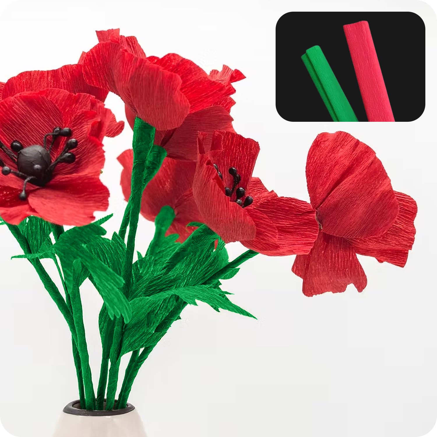 IWOWHERO 1rouleau Papier Crépon Pour Papier Décorations De Mariage Et Vert Foncé