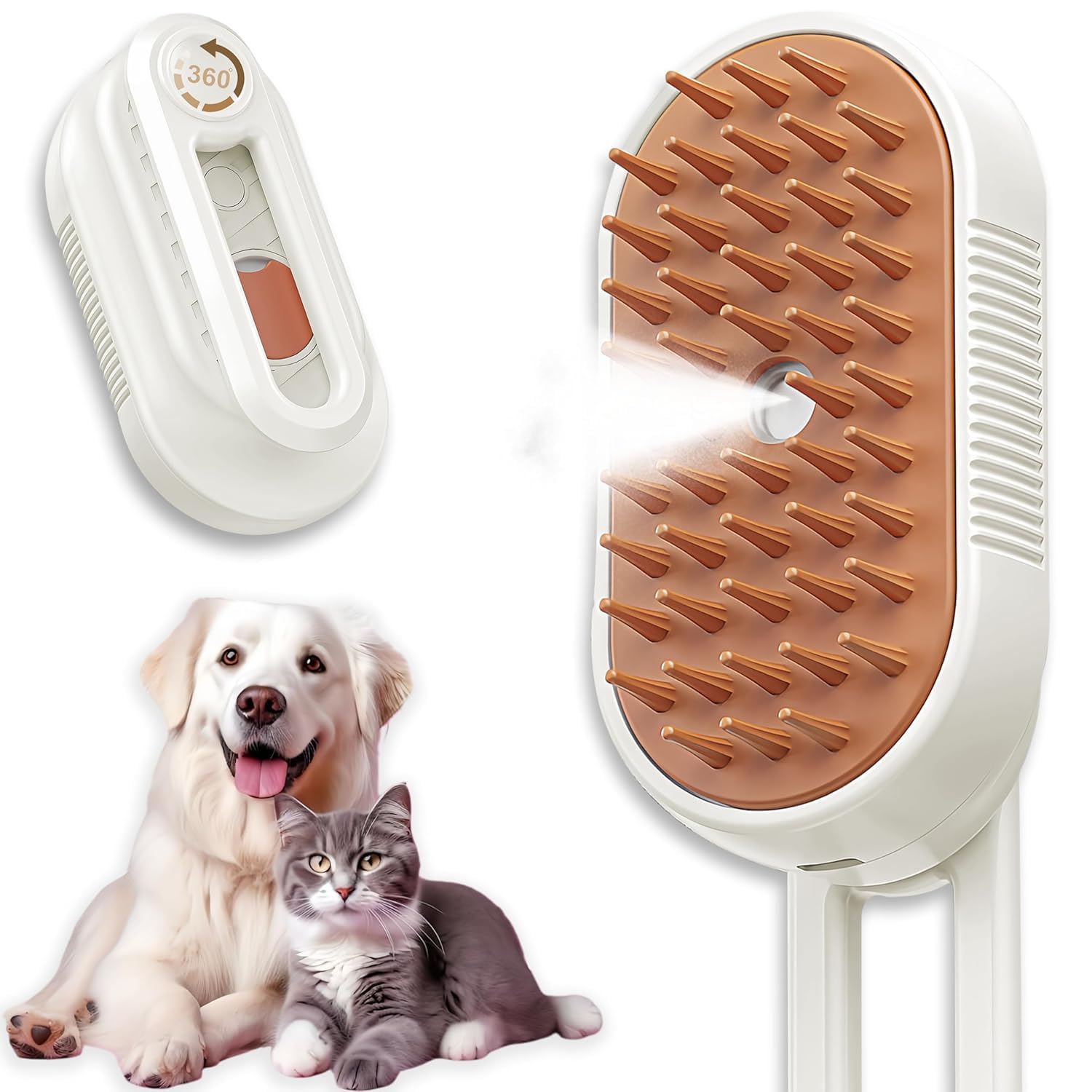 Cepillo de vapor para gatos, cepillo de vapor recargable para mascotas, para desprendimiento, cepillos de masaje en spray de agua, depilación de perro, cepillo de limpieza automático, peine