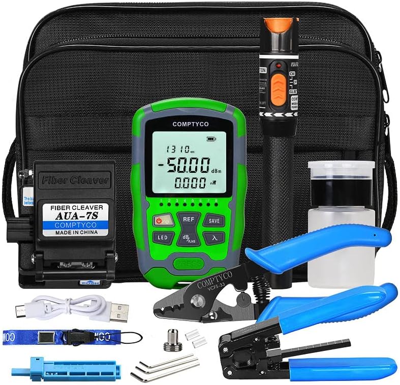 TEHONGMAI30km Visual Fault Locator,Optic Fiber power Meter With FC,SC Connector, Optic Fiber Cleaver and SC/UPC(Male) to LC/UPC(Female) Adapter FTTH tool kits For CATV engineering