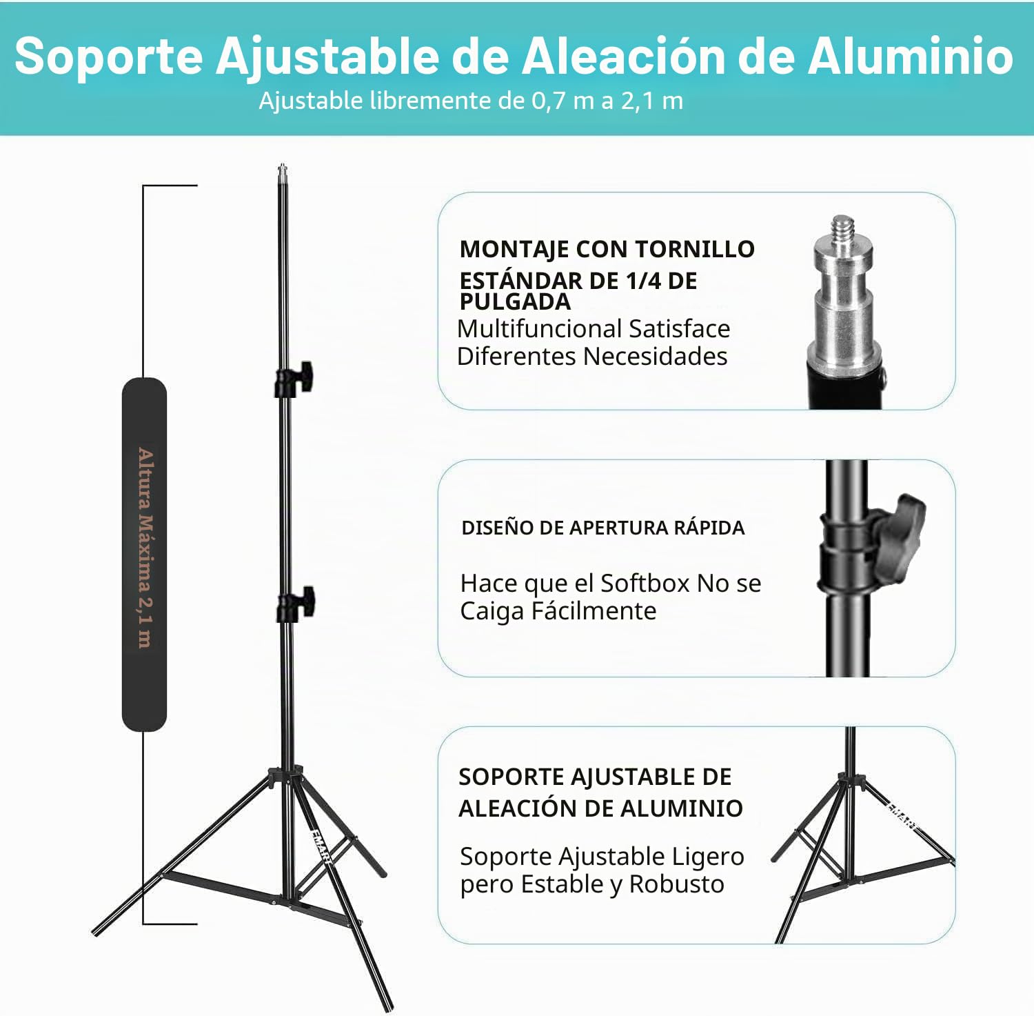 EMART Softbox de 50 x 70 cm, Kit de Iluminación LED Regulable de 85 W y 3000-6000K, Estudio Fotografico para Vídeo, Fotografía y Retratos de Estudio