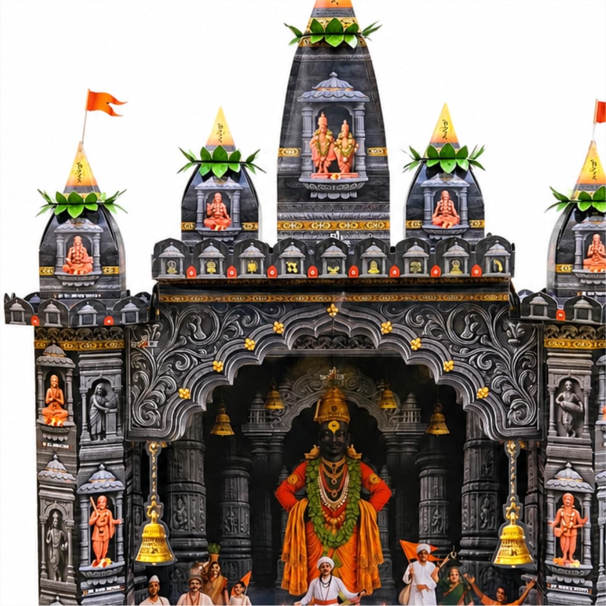 Shree SPACE - Vitthal Mandir DIY Foldable Paper Makhar Decoration Kit | Pandharpur Vari Theme Temple Decoration | Vitthal Mandir Makhar-picture-16