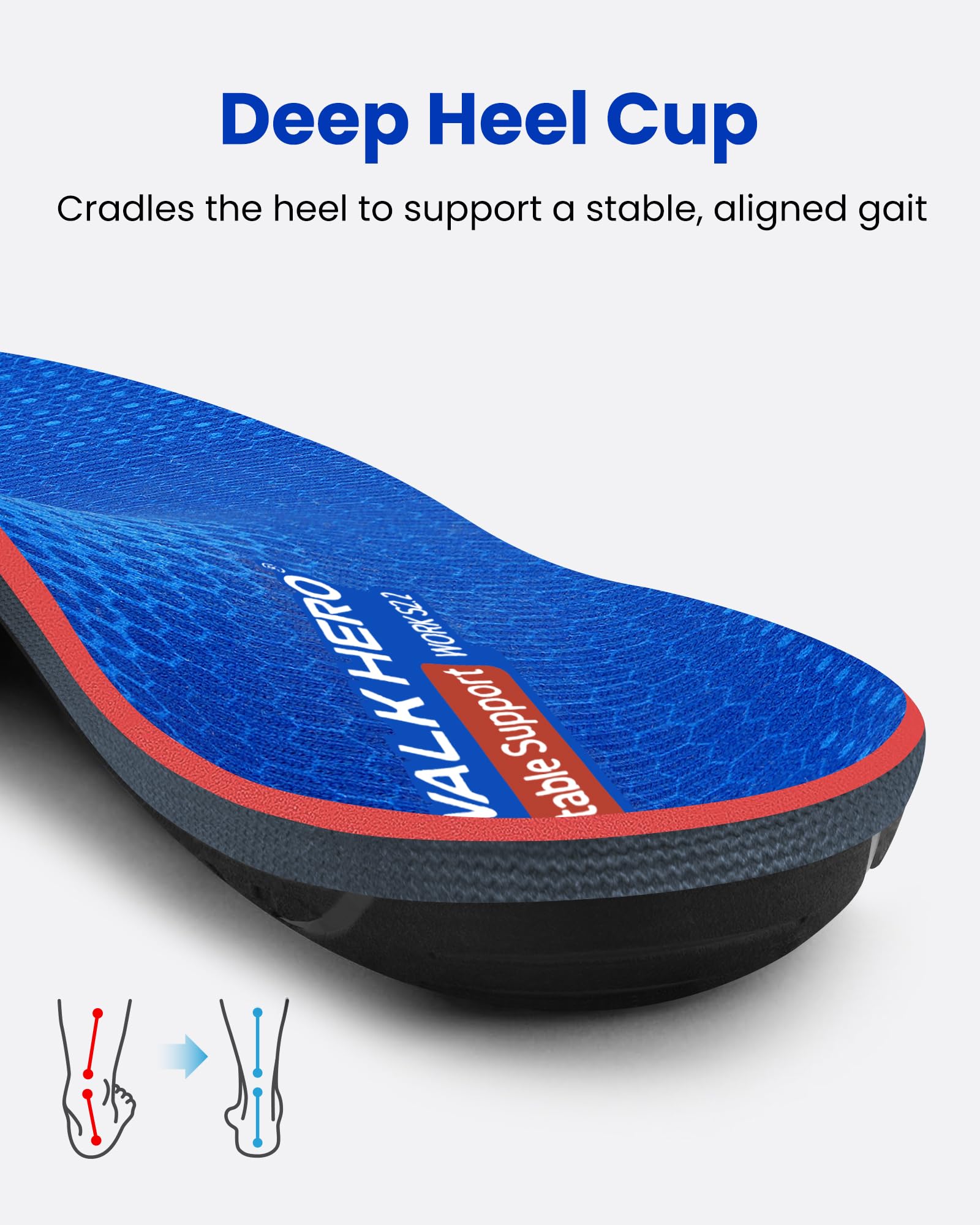 WalkHero - Insertos de soporte de arco, plantillas para fascitis plantar con cojín máximo | Las plantillas ortopédicas de trabajo alivian la fatiga del pie durante todo el día de pie, ideales para botas de trabajo
